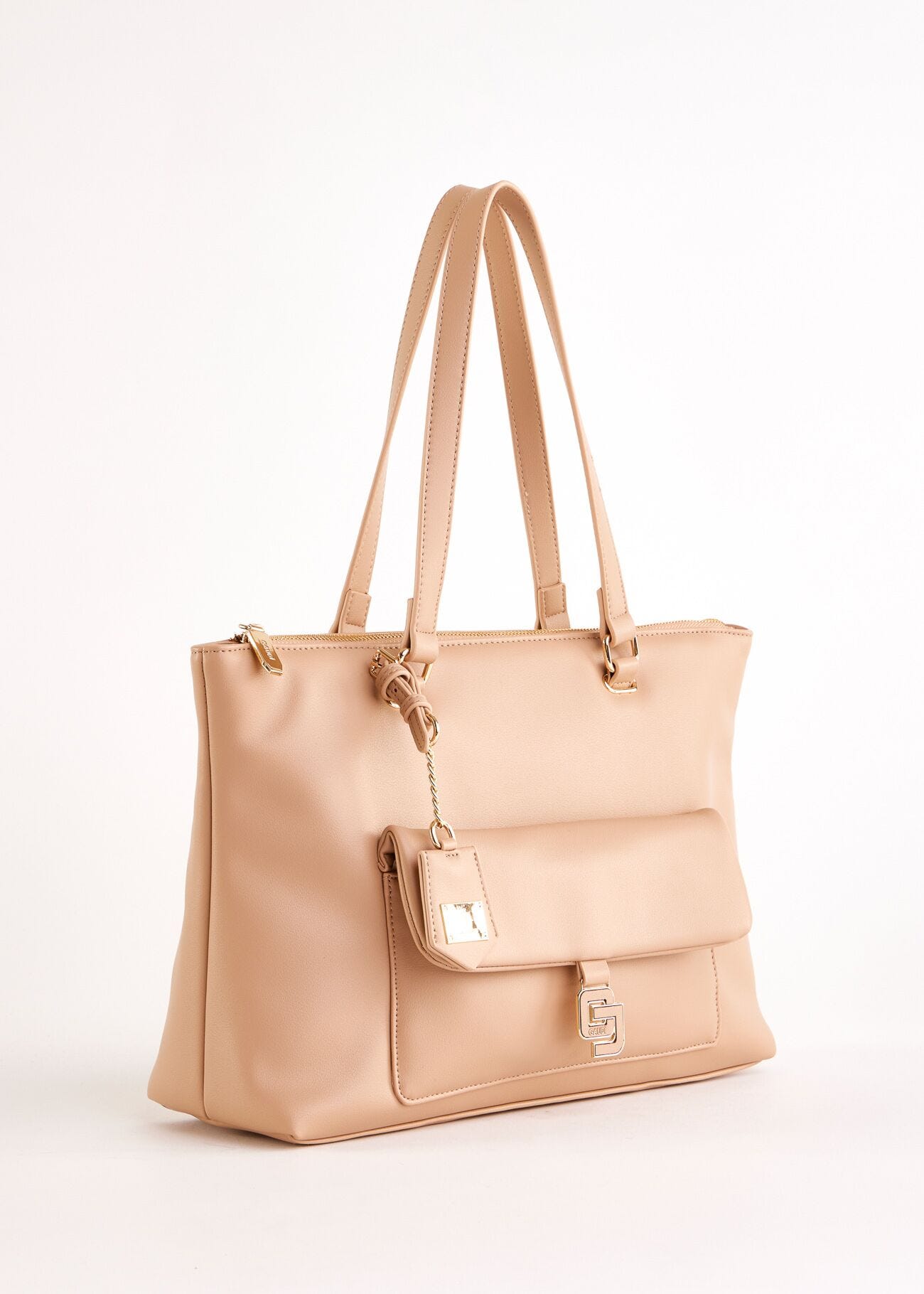 Cabas beige en matière synthétique