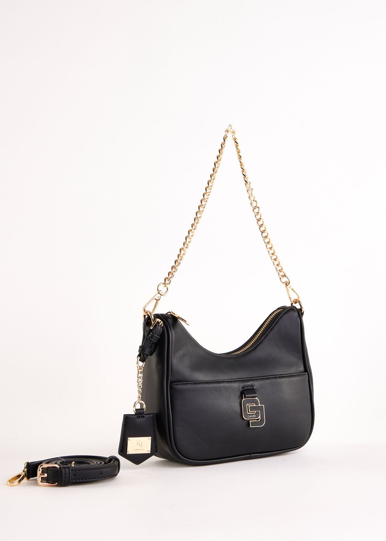 Borsa hobo nera in similpelle