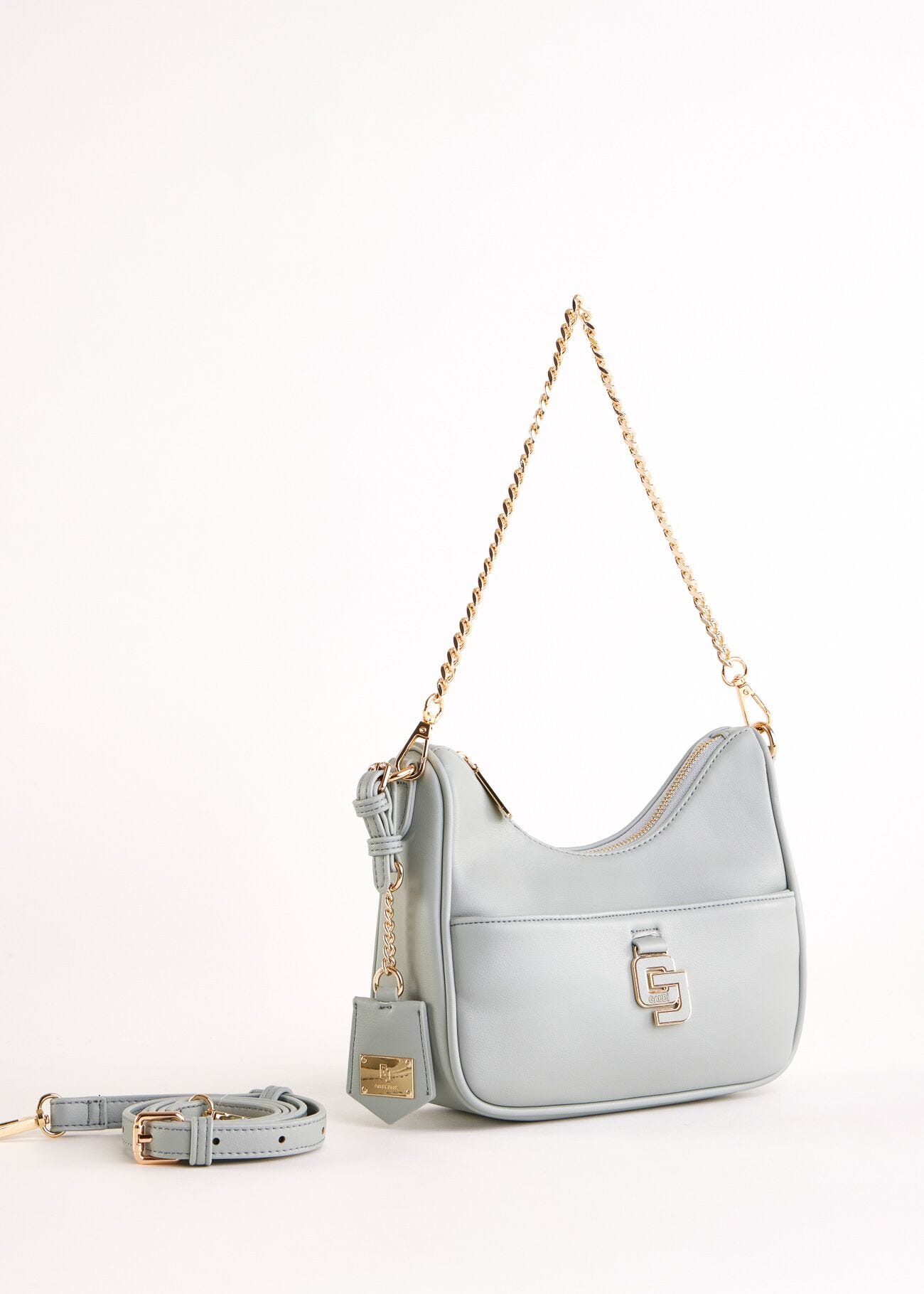 Borsa hobo azzurra in similpelle