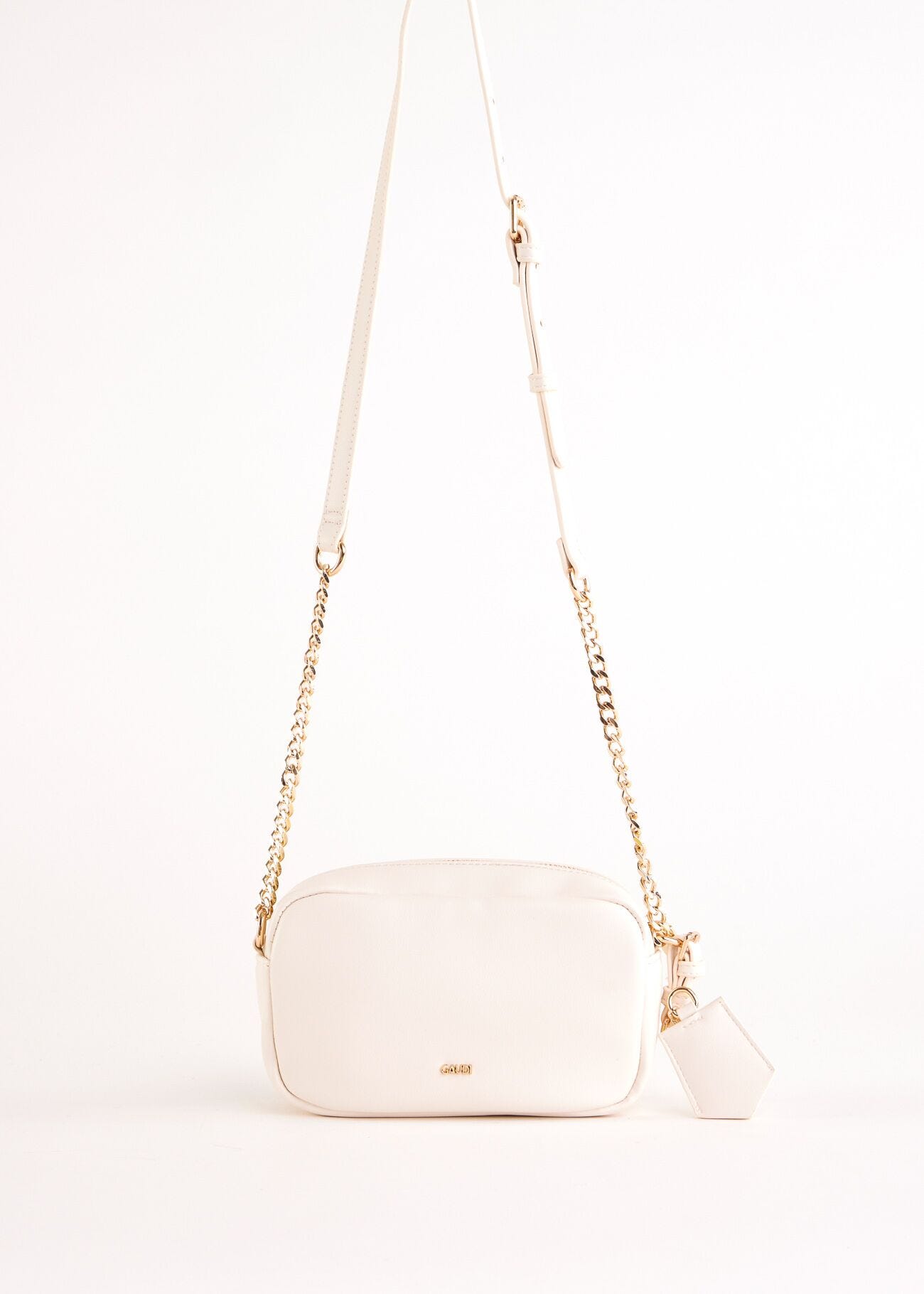 White faux-leather crossbody bag