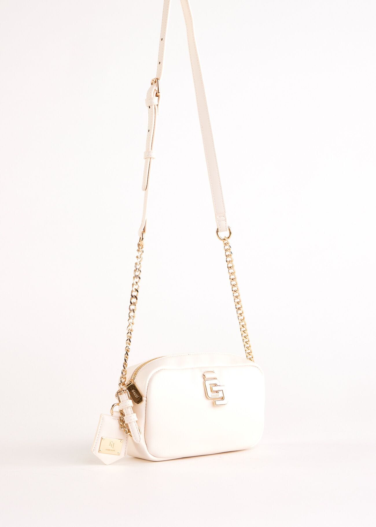 White faux-leather crossbody bag