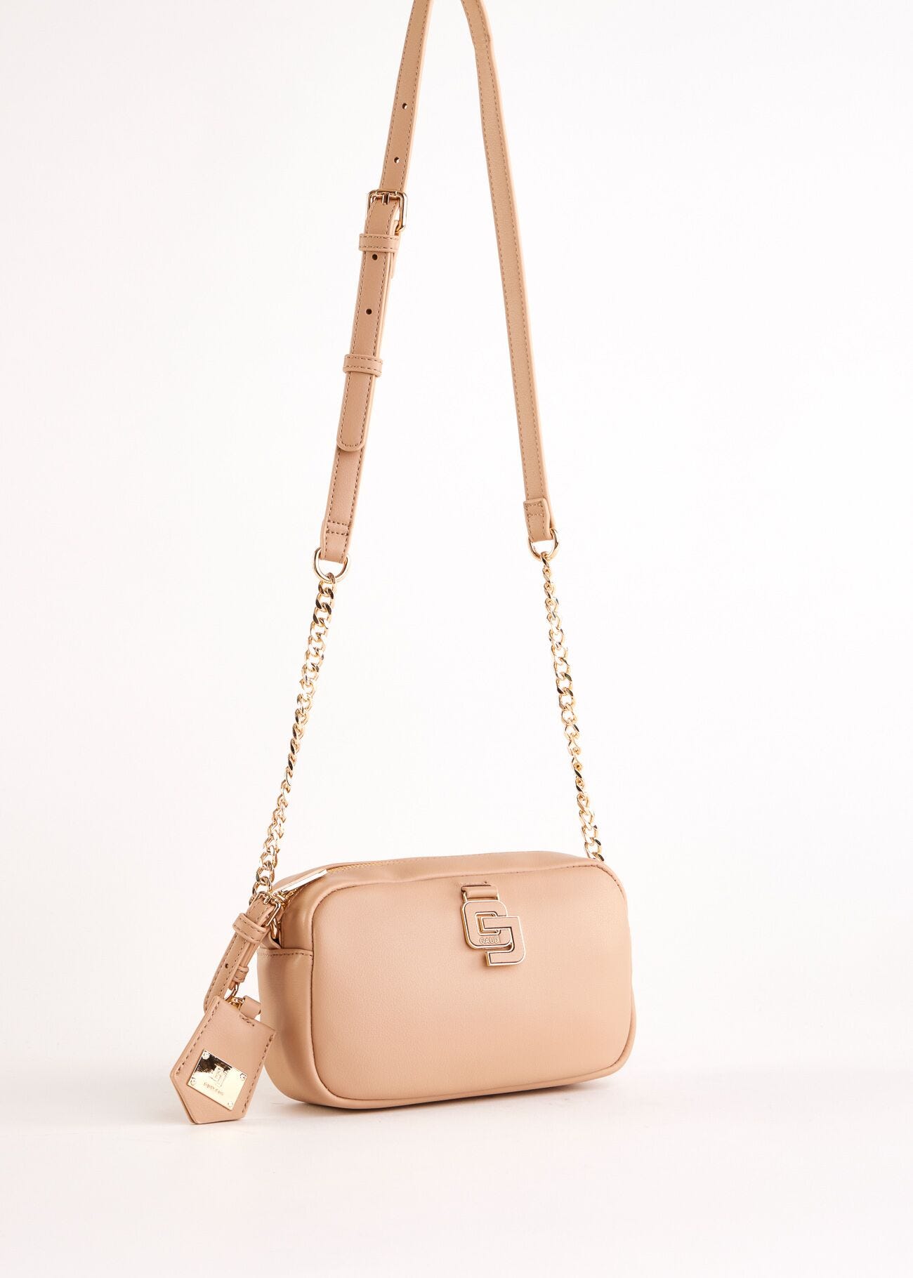 Sac à bandoulière beige en matière synthétique