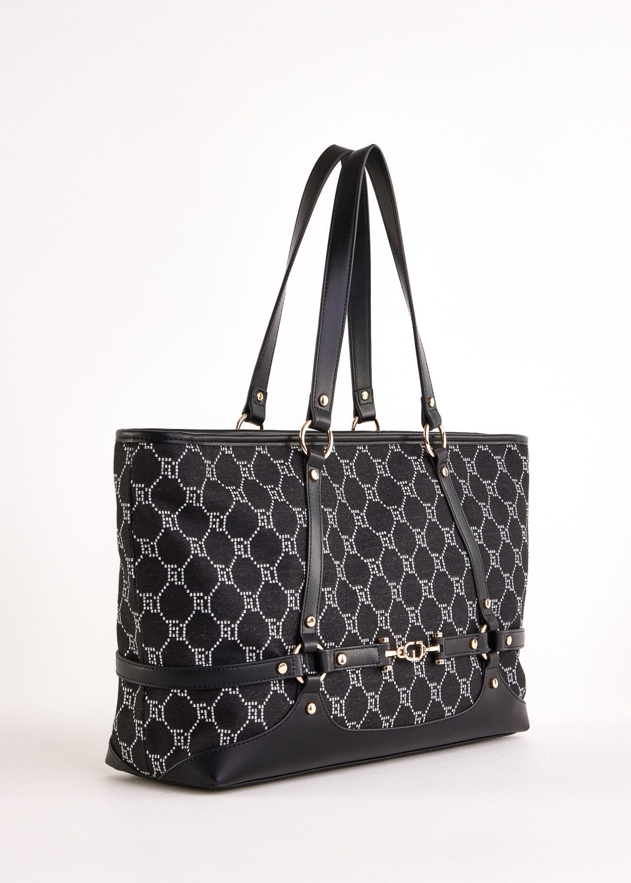 Black jacquard shopper bag