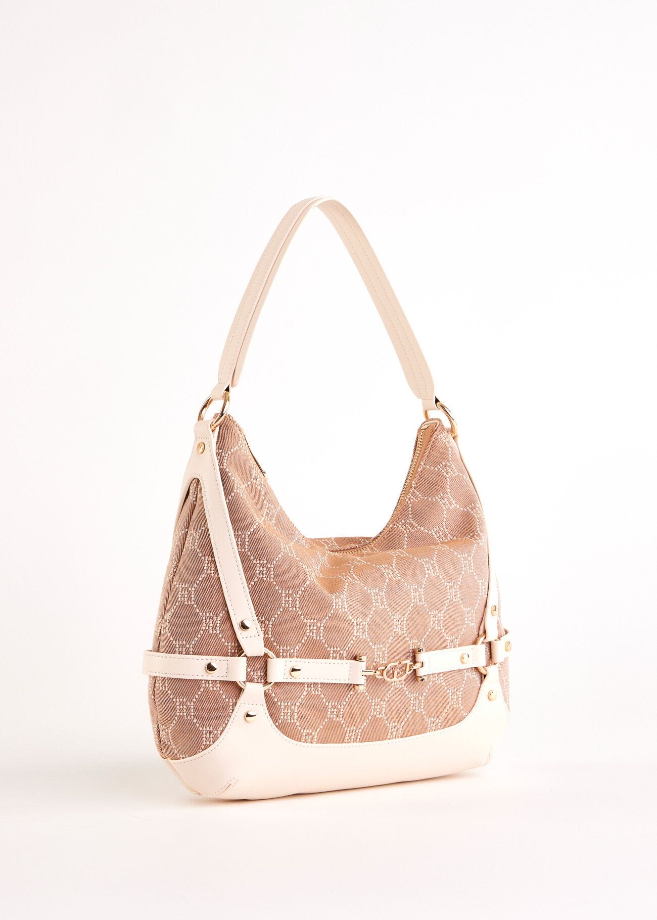 Black jacquard hobo bag