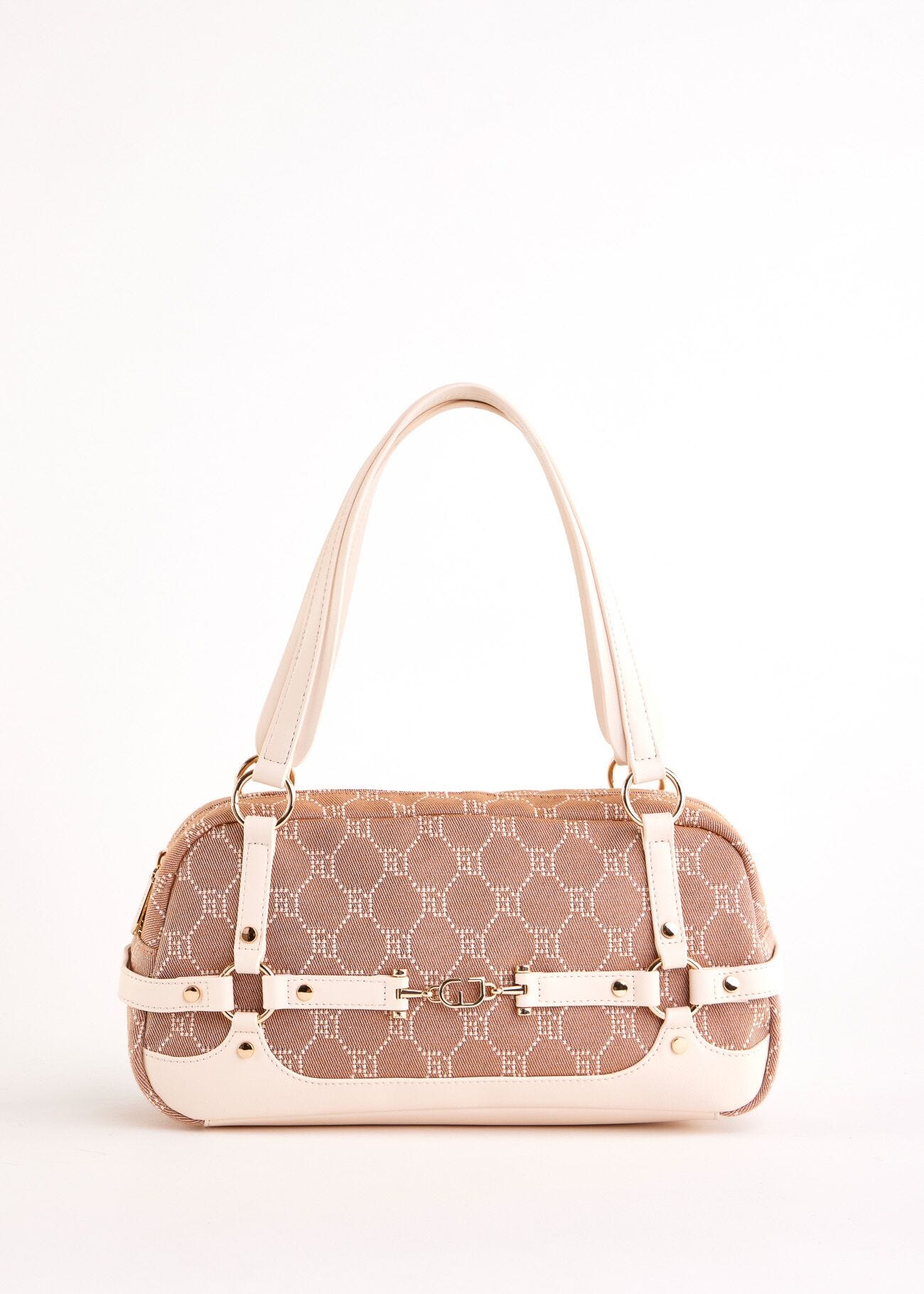 Borsa top handle beige jacquard