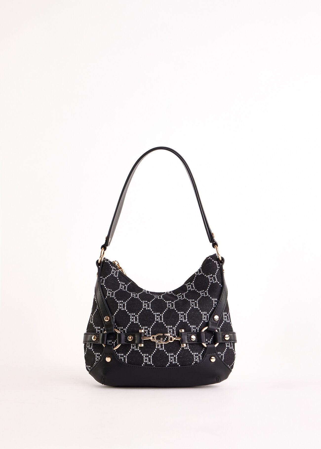 Borsa hobo nera jacquard