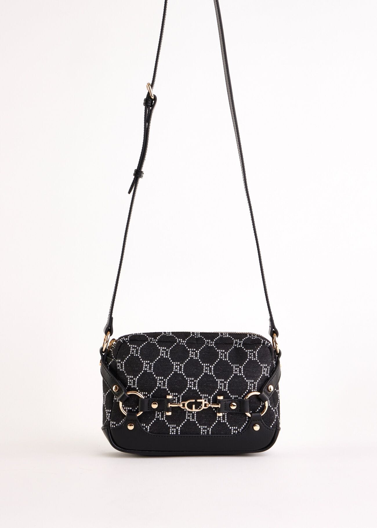 Borsa crossbody nera jacquard