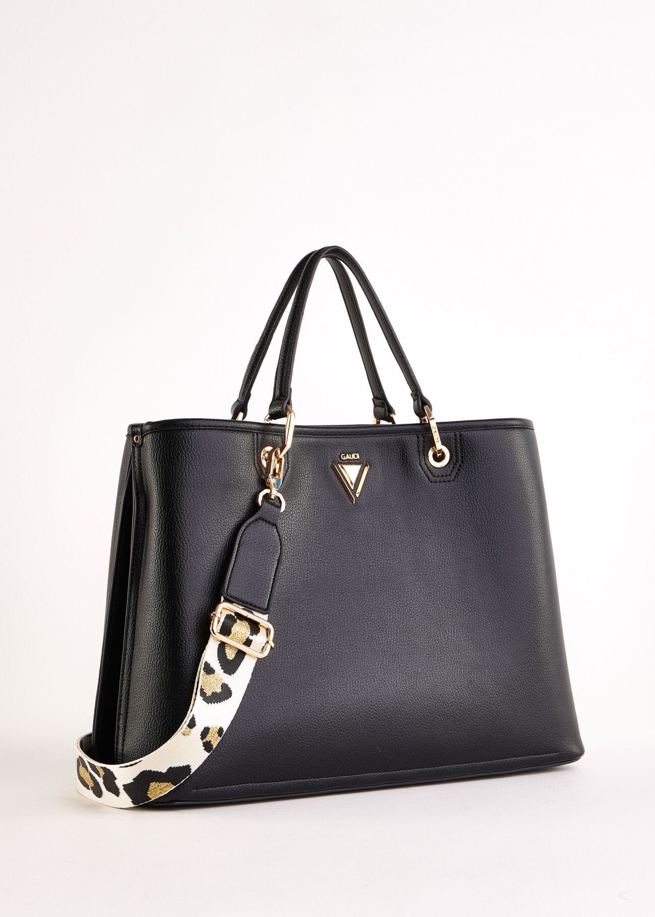 Sac à main noir en matière synthétique
