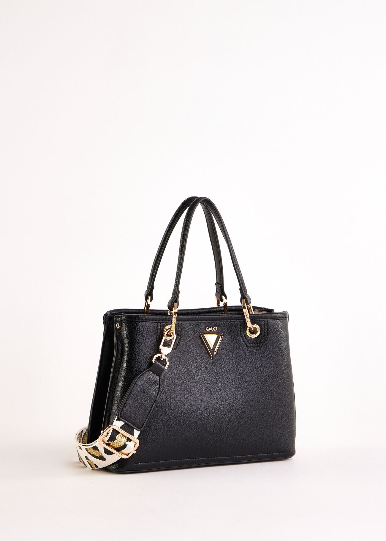 Sac à main noir en matière synthétique