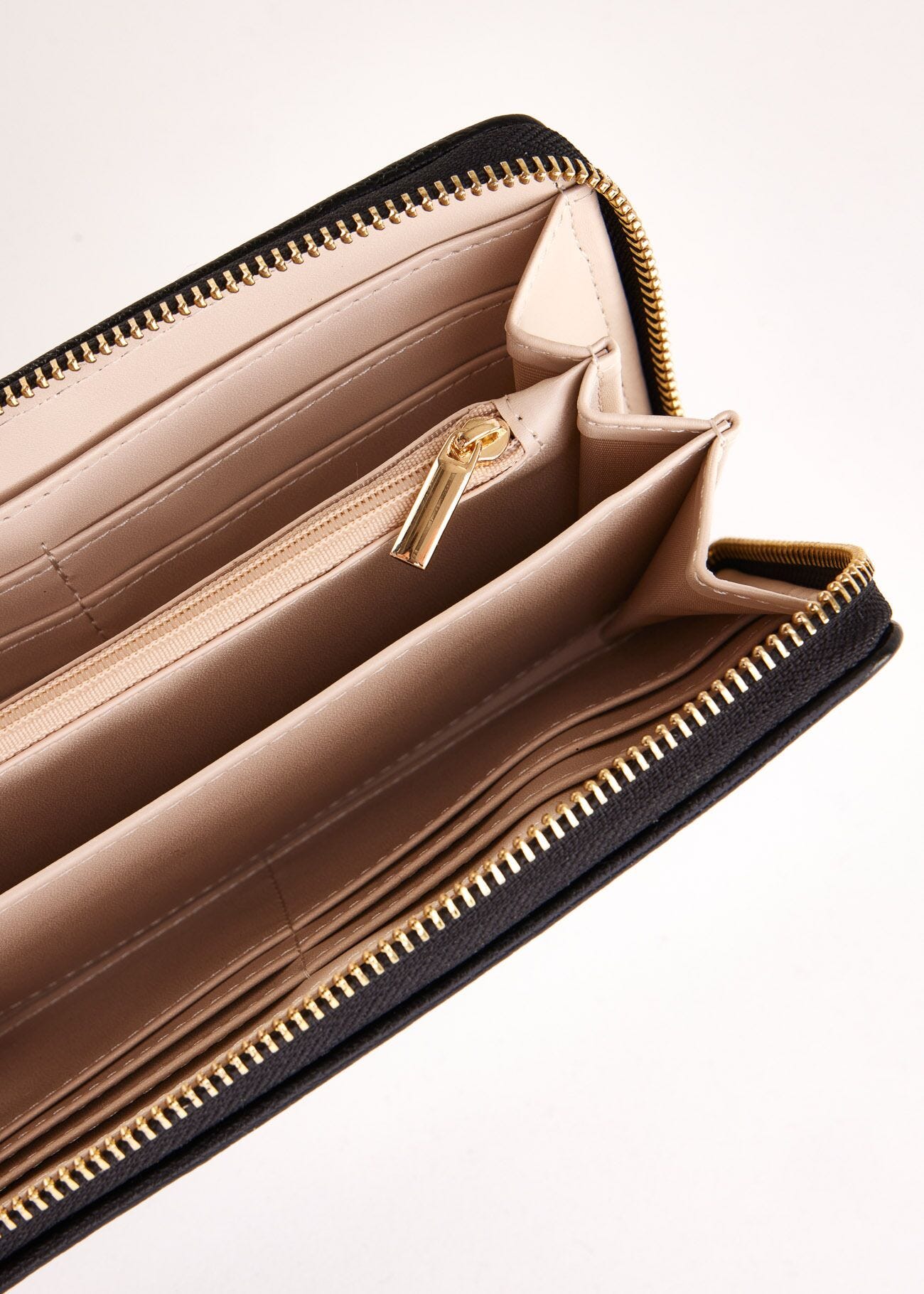 Black zip-around wallet
