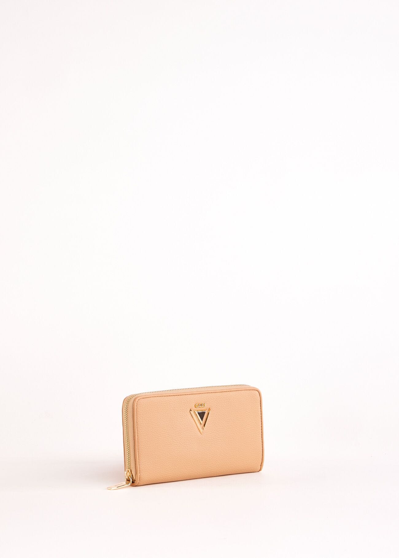 Beige zip-around wallet