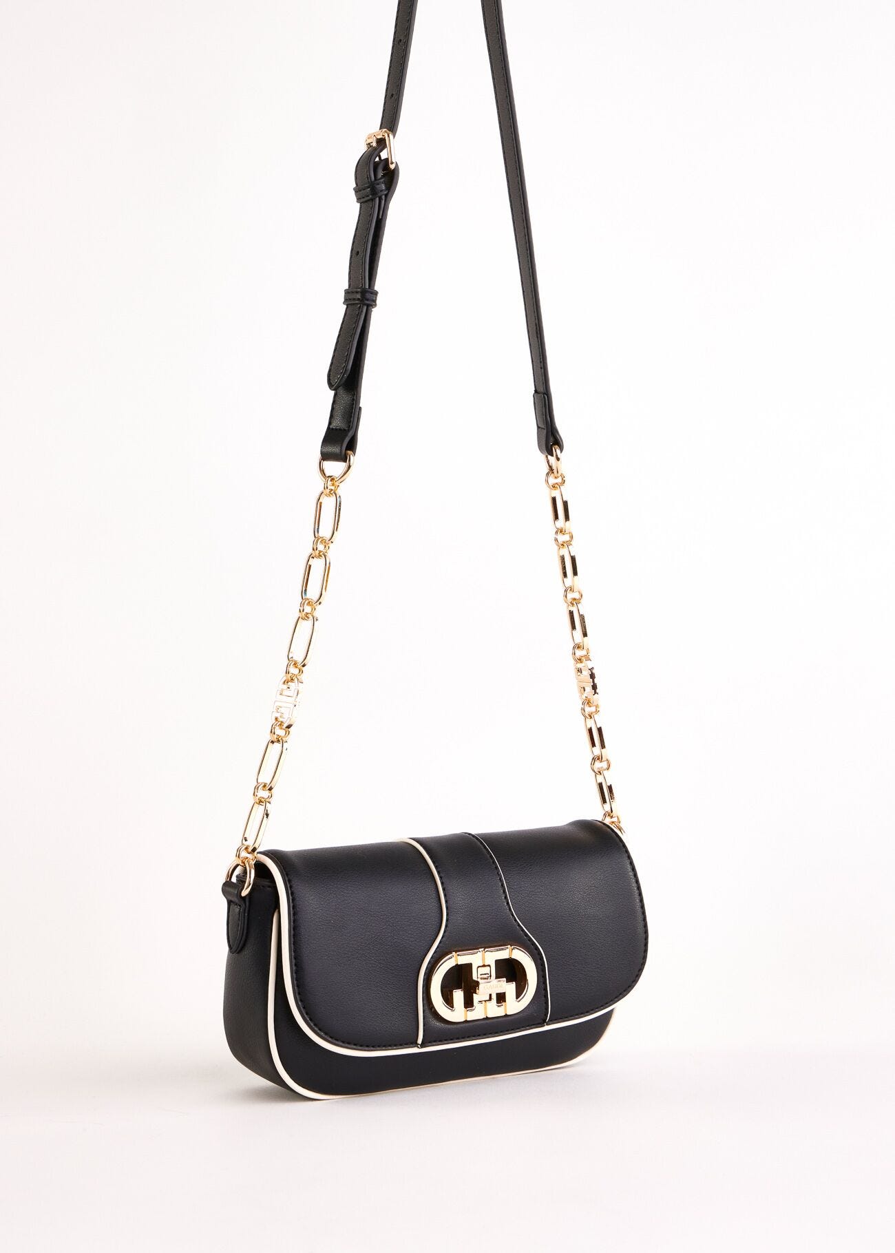 Borsa crossbody nera in similpelle