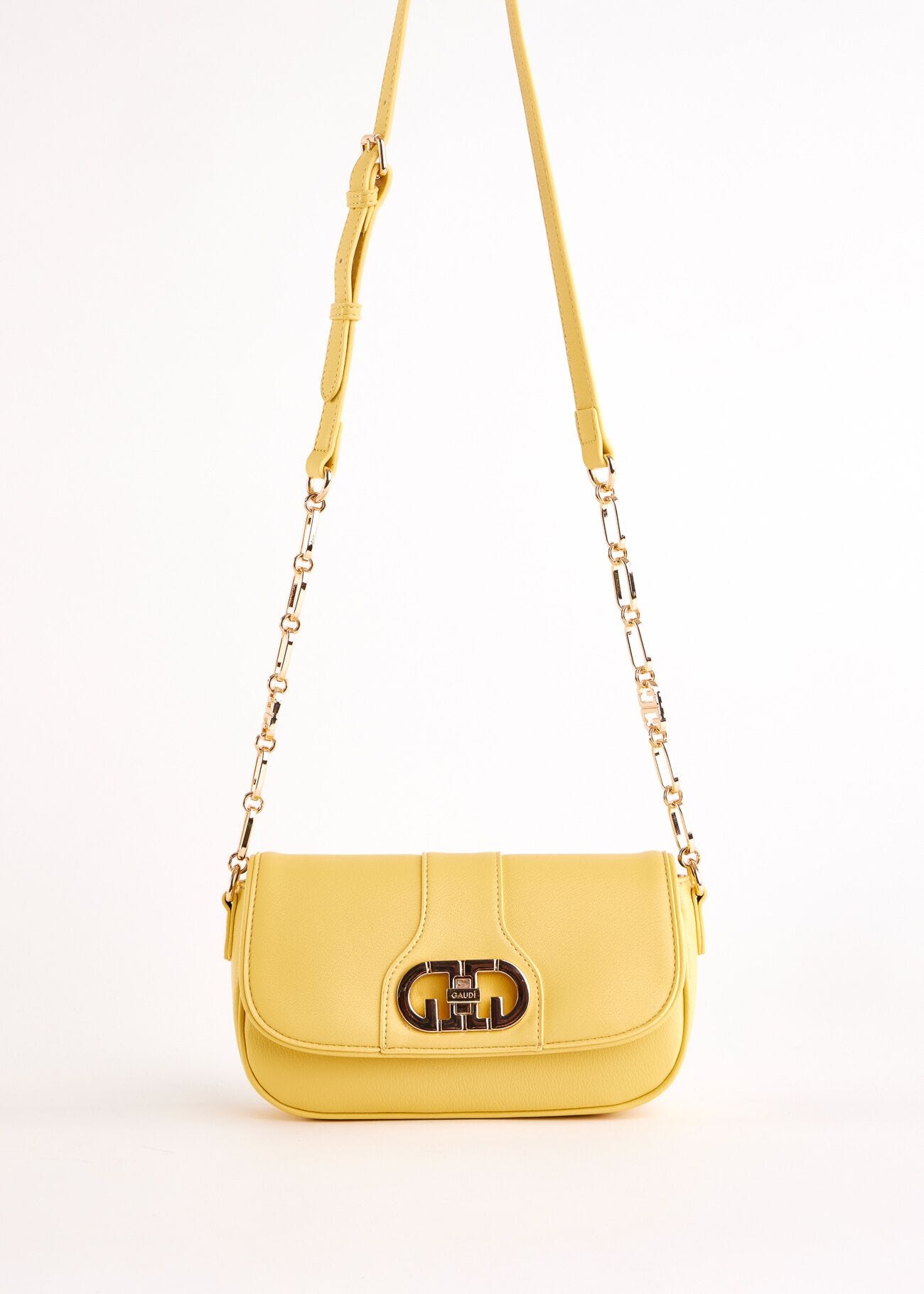 Yellow faux-leather crossbody bag