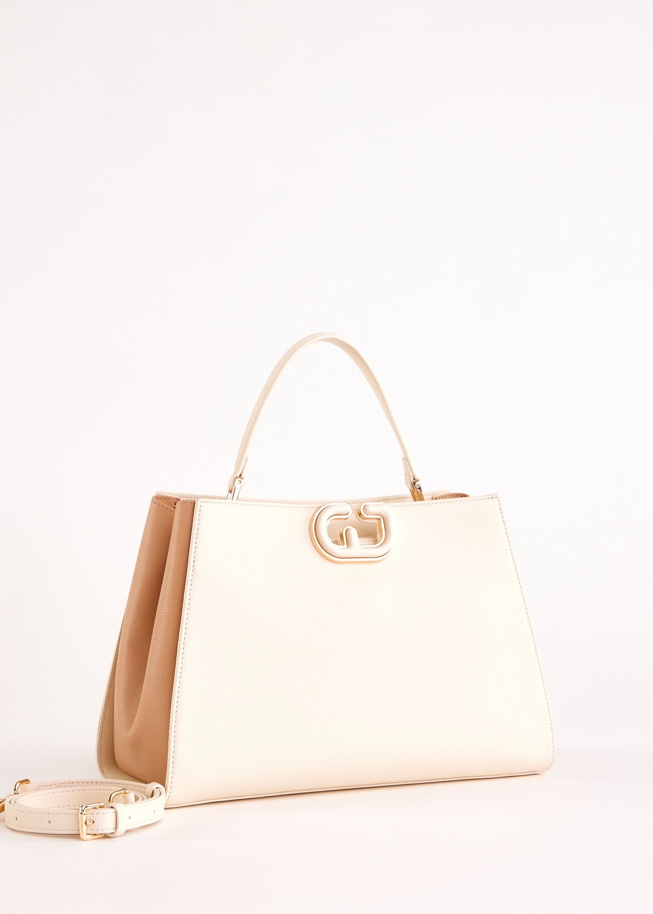 Borsa top handle bianca in similpelle