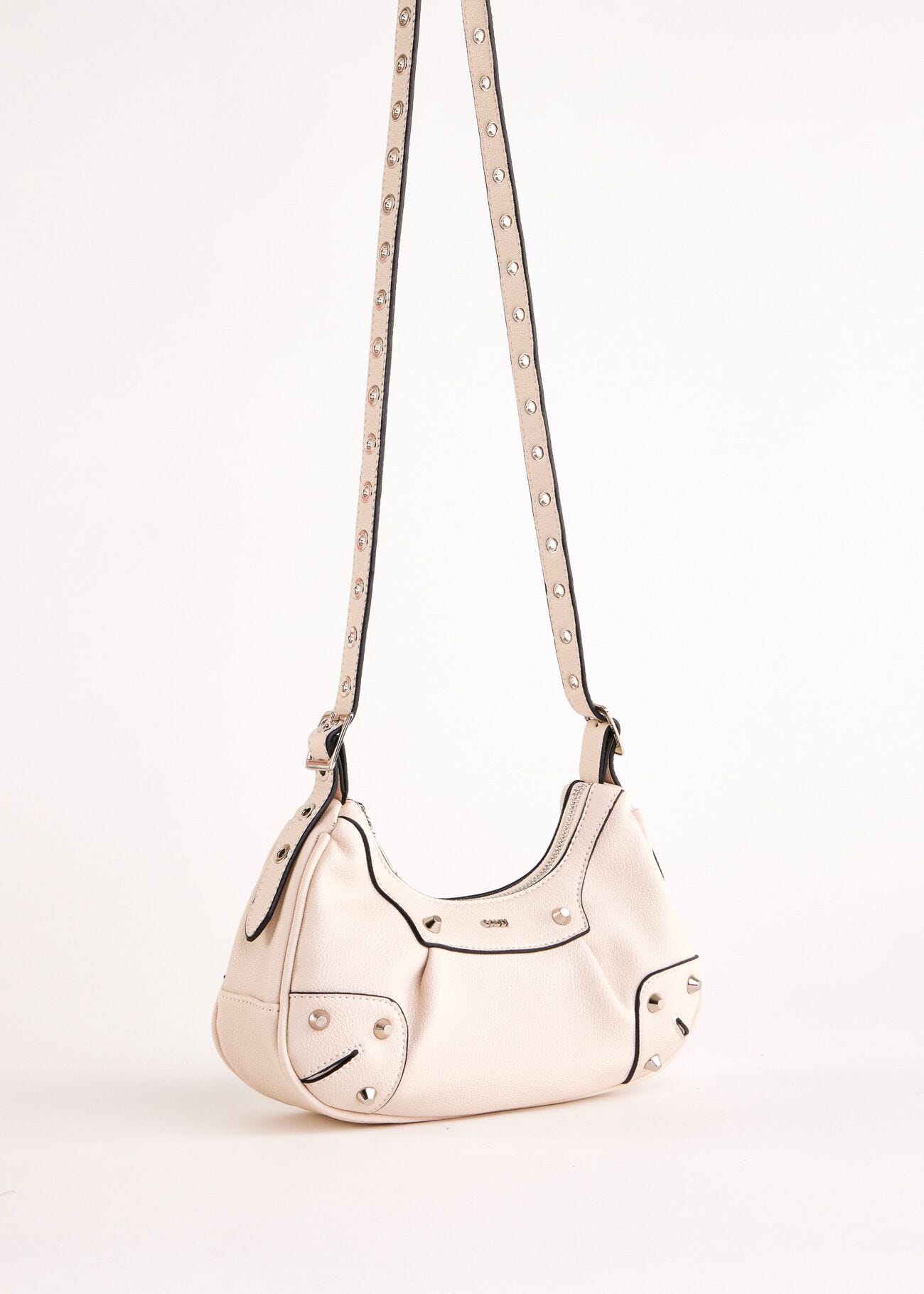Borsa crossbody bianca con borchie