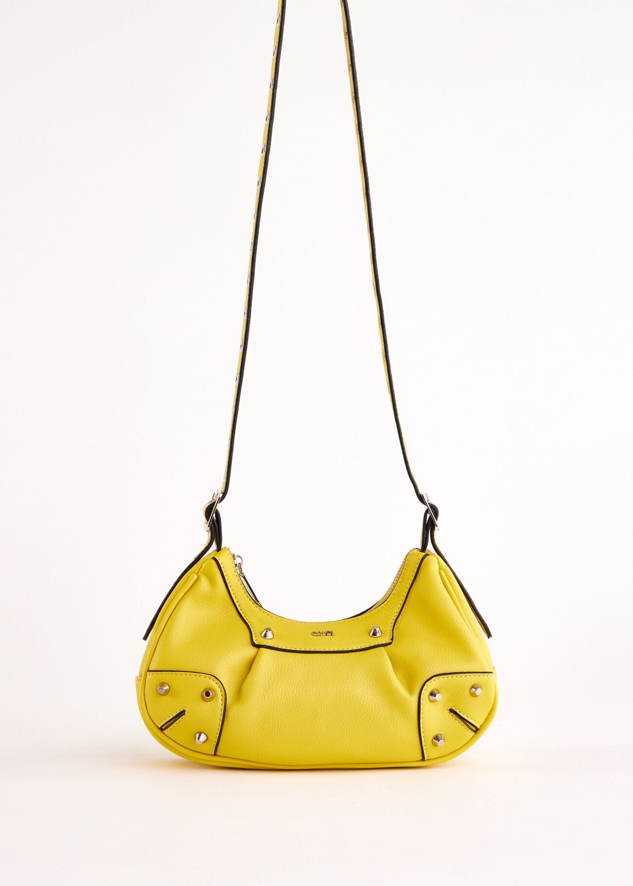 Yellow crossbody bag with studs