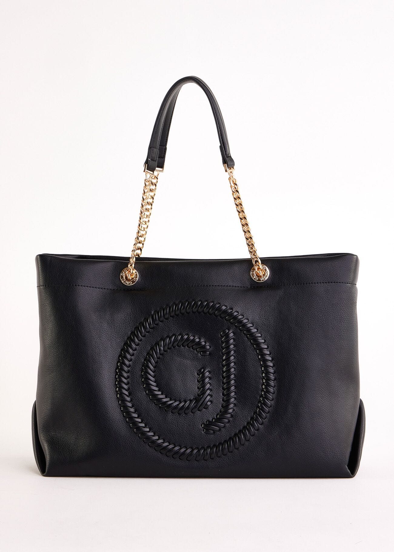 Black shopper bag with shoulder strap