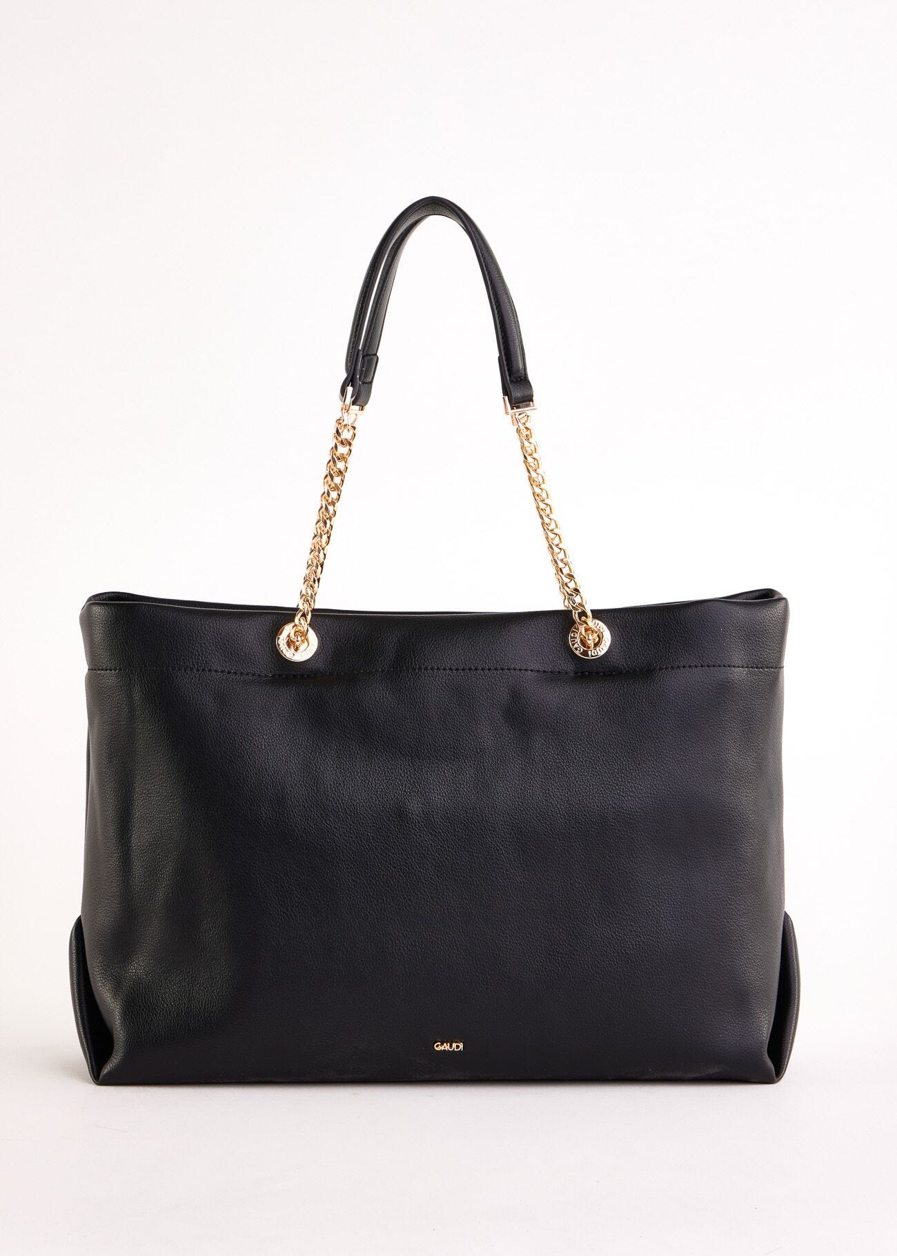 Black shopper bag with shoulder strap