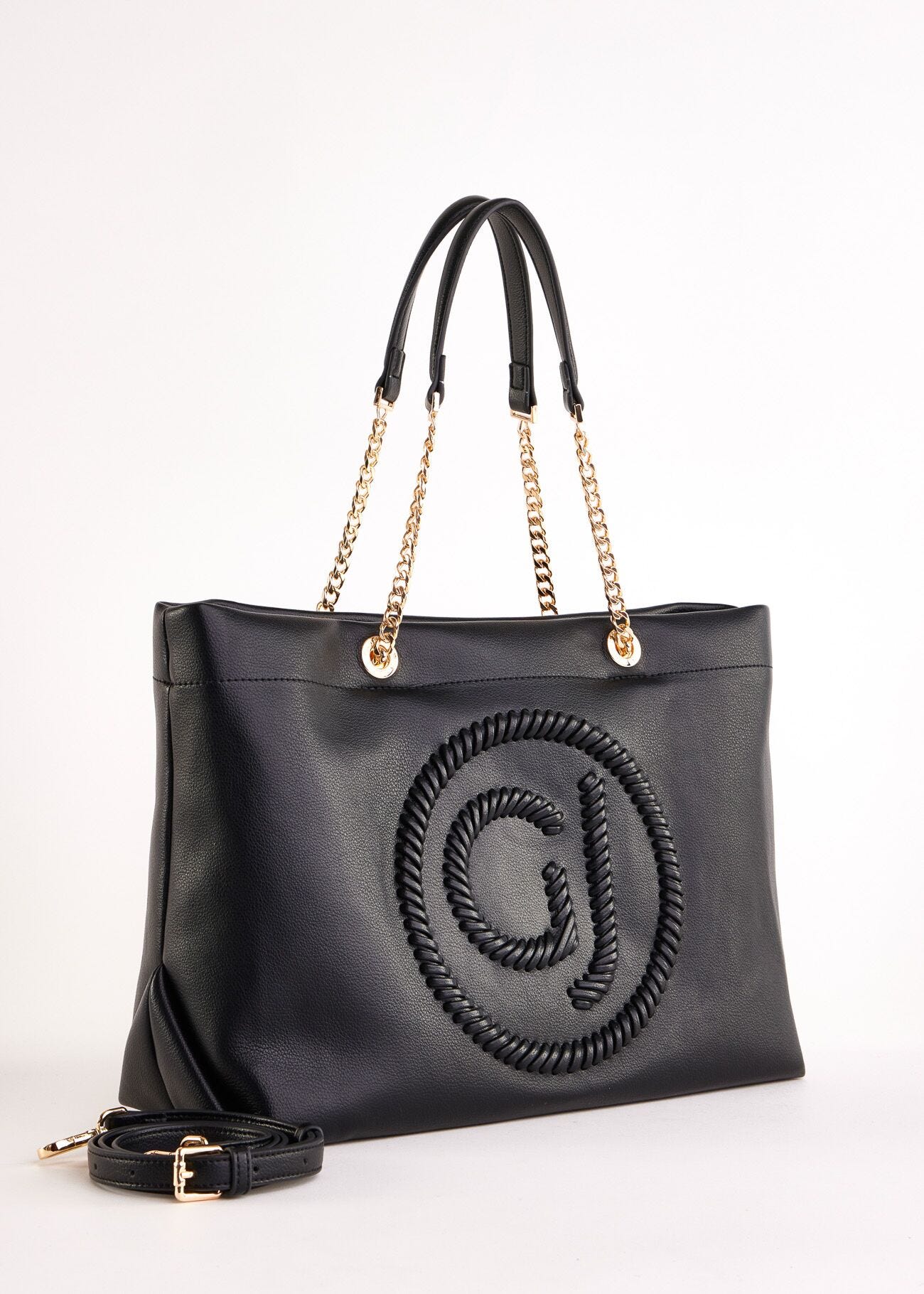 Black shopper bag with shoulder strap