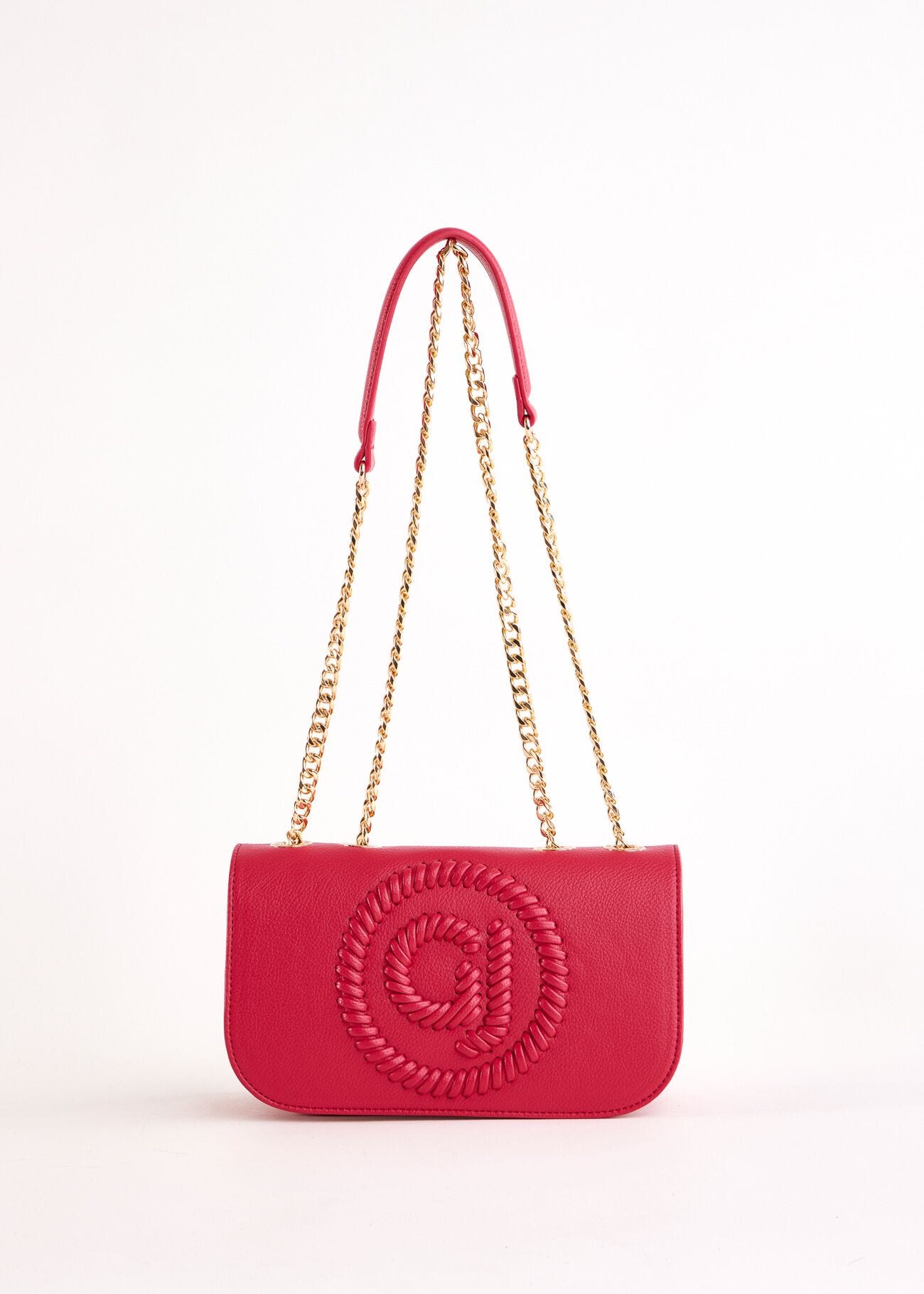 Red faux-leather crossbody bag