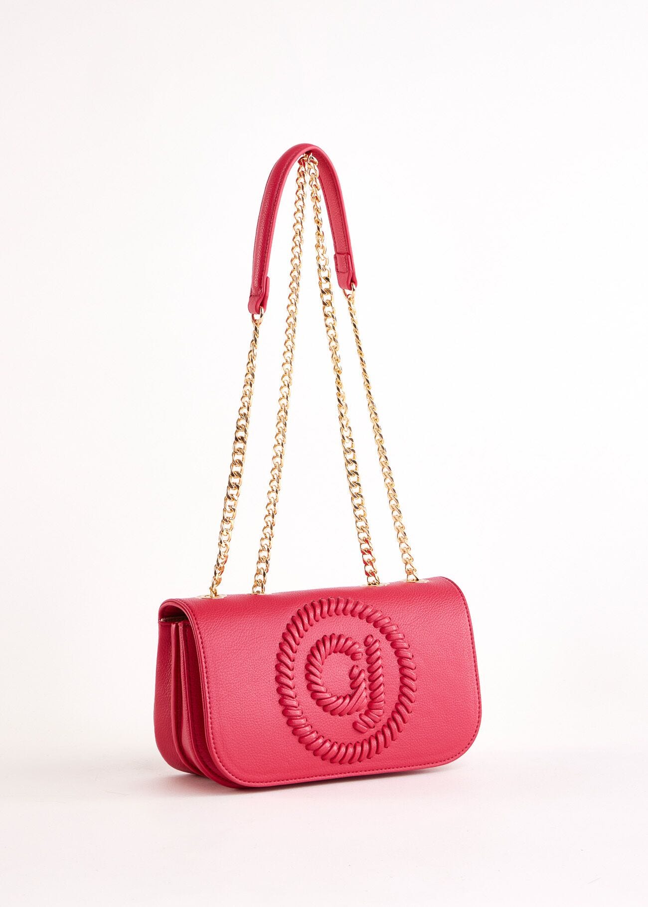 Red faux-leather crossbody bag