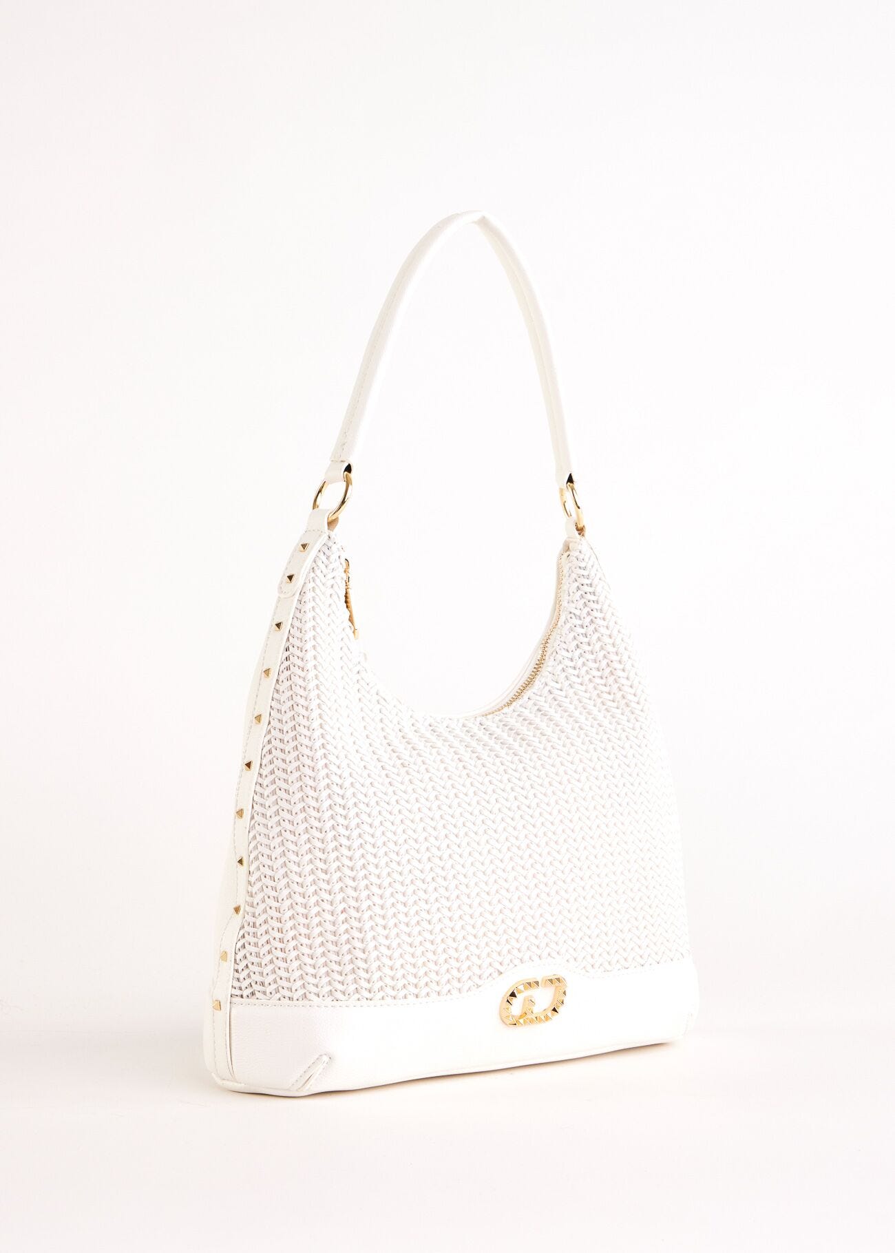 White woven hobo bag