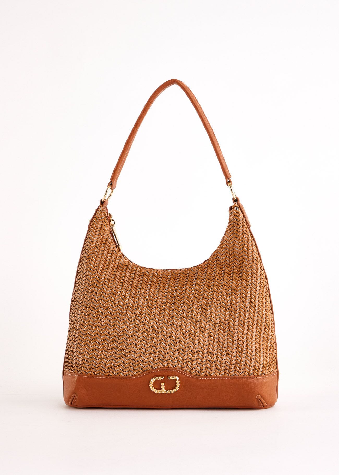 Borsa hobo marrone intrecciata