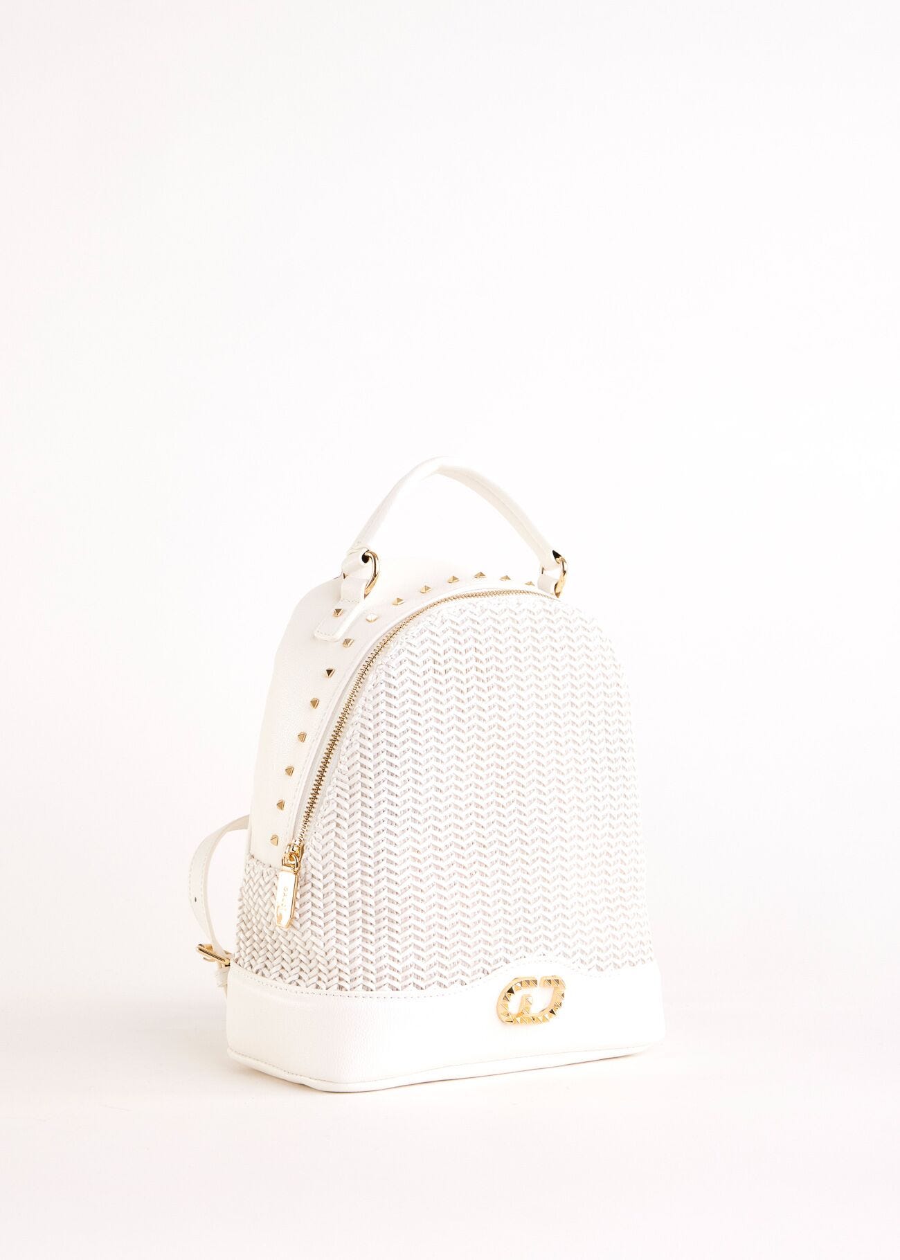 White woven backpack