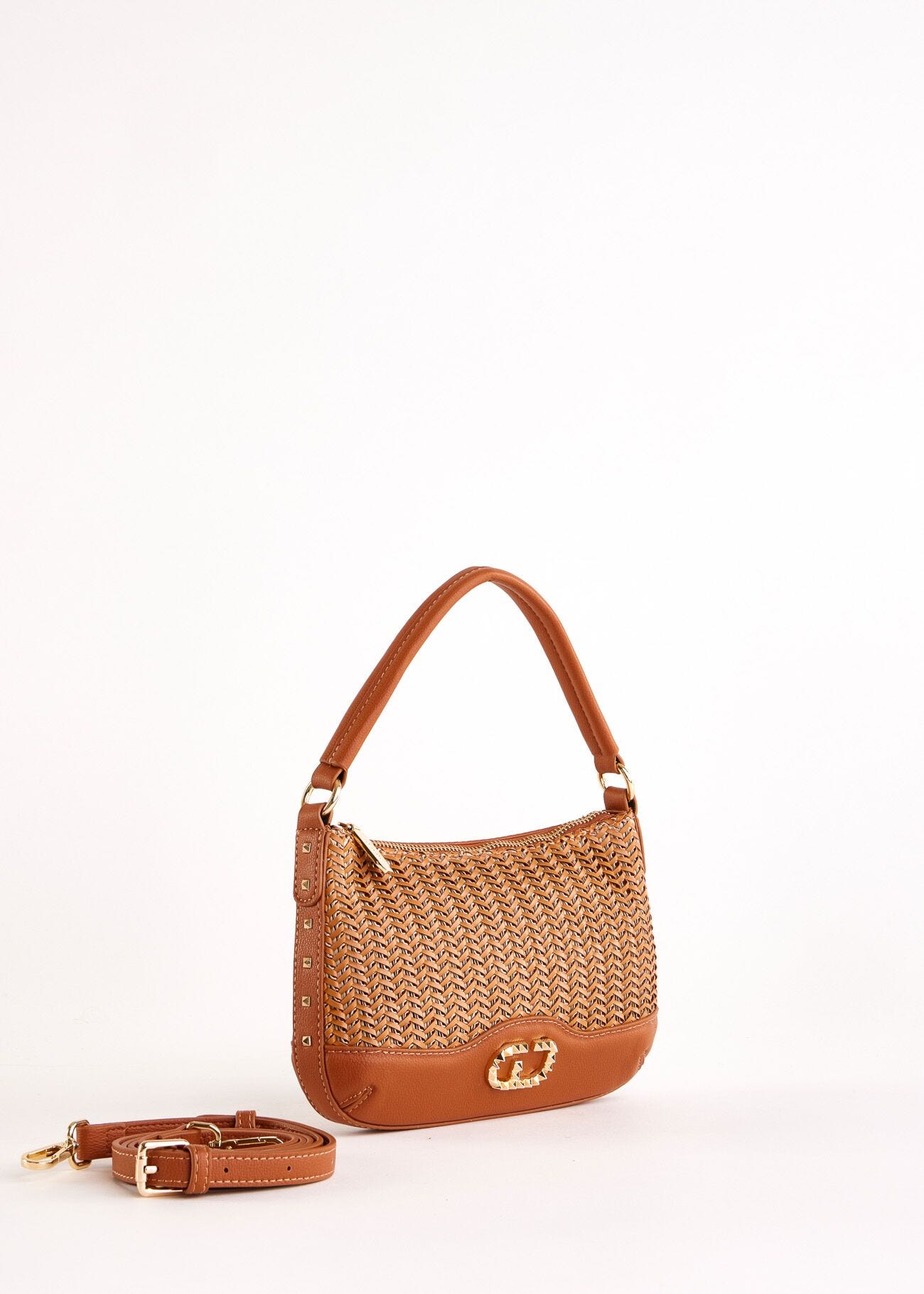 Borsa a spalla marrone con tracolla