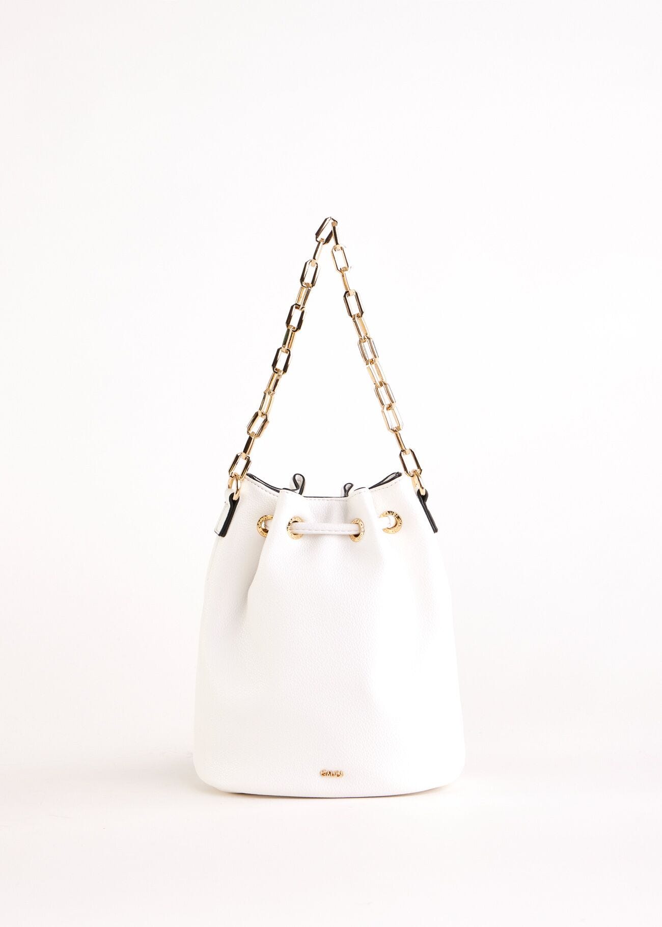 White bucket bag