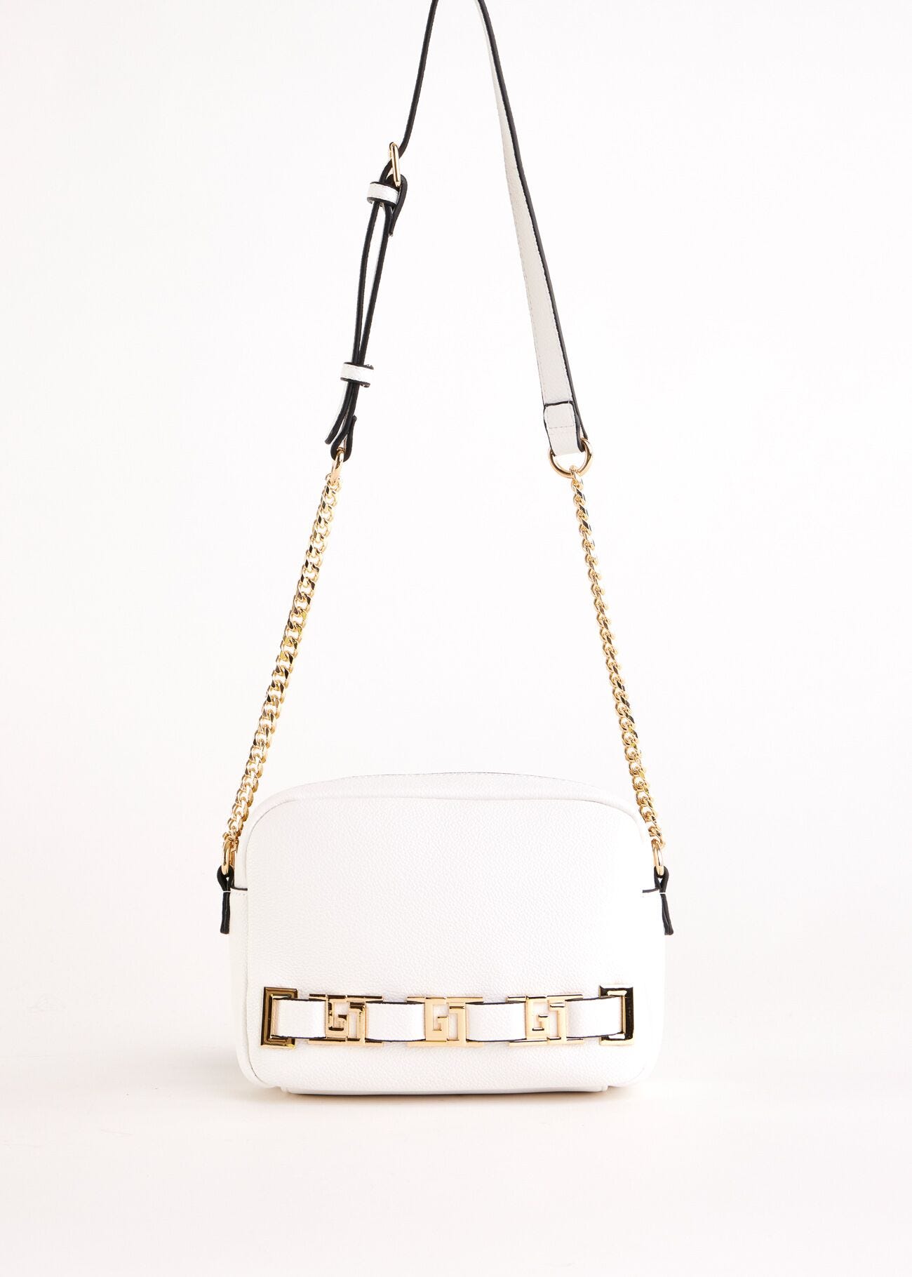 White faux-leather crossbody bag