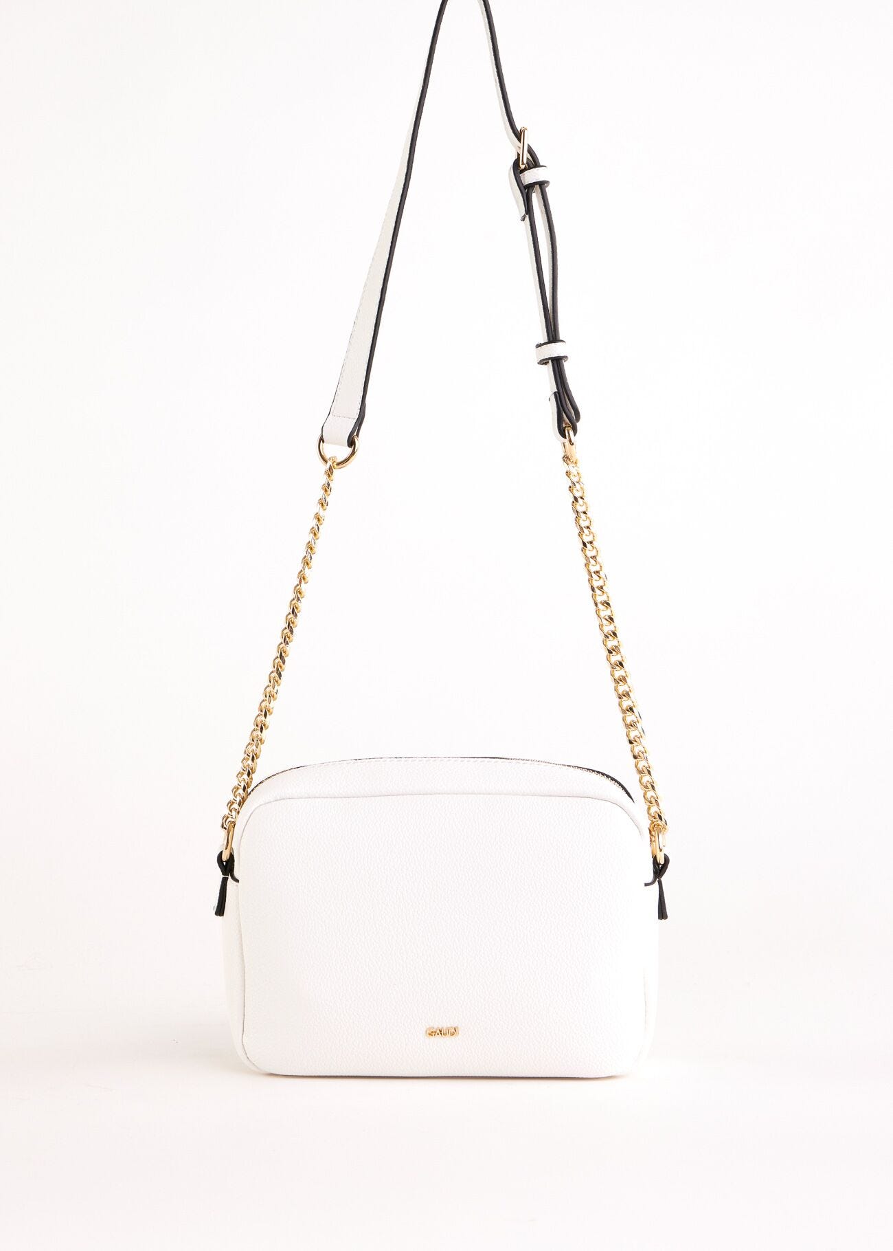 White faux-leather crossbody bag