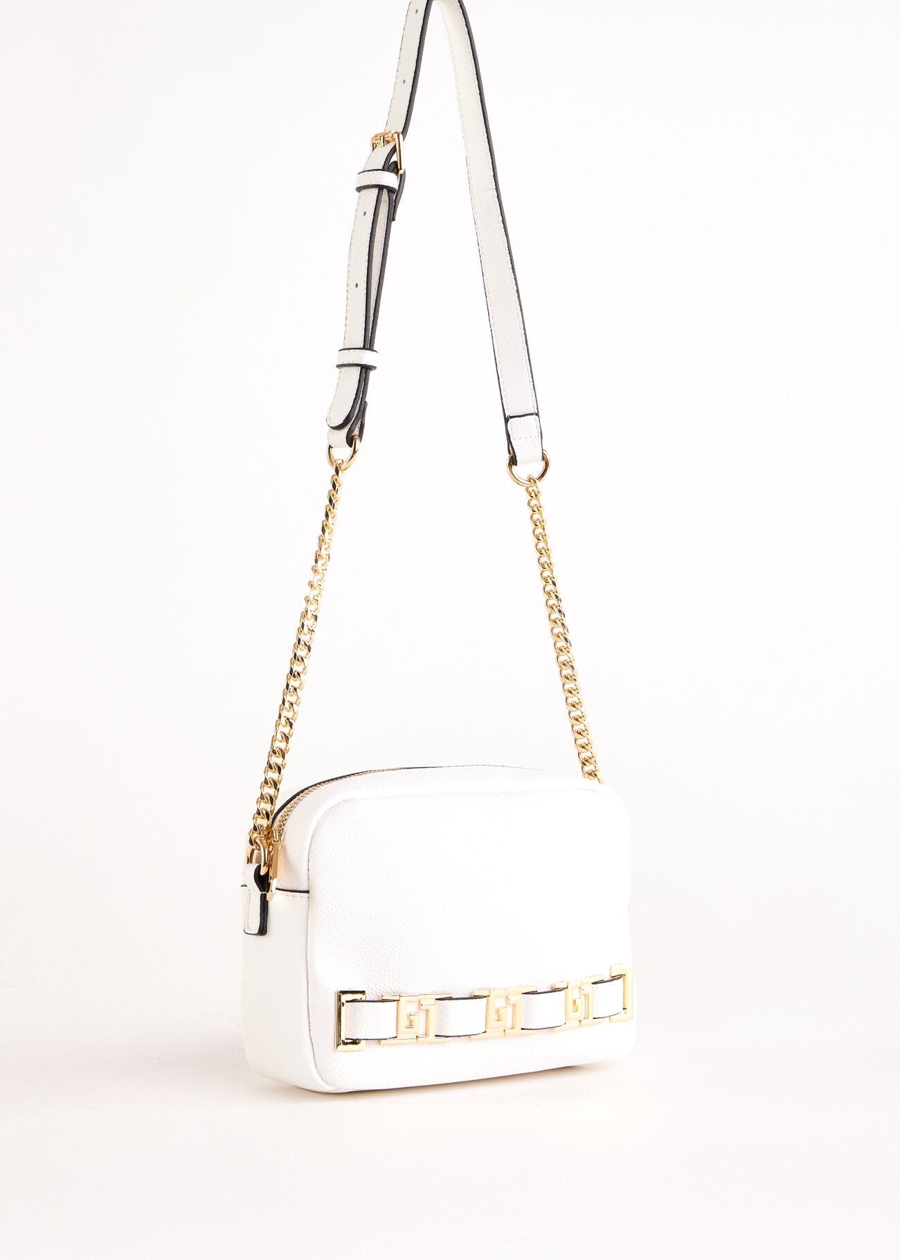White faux-leather crossbody bag