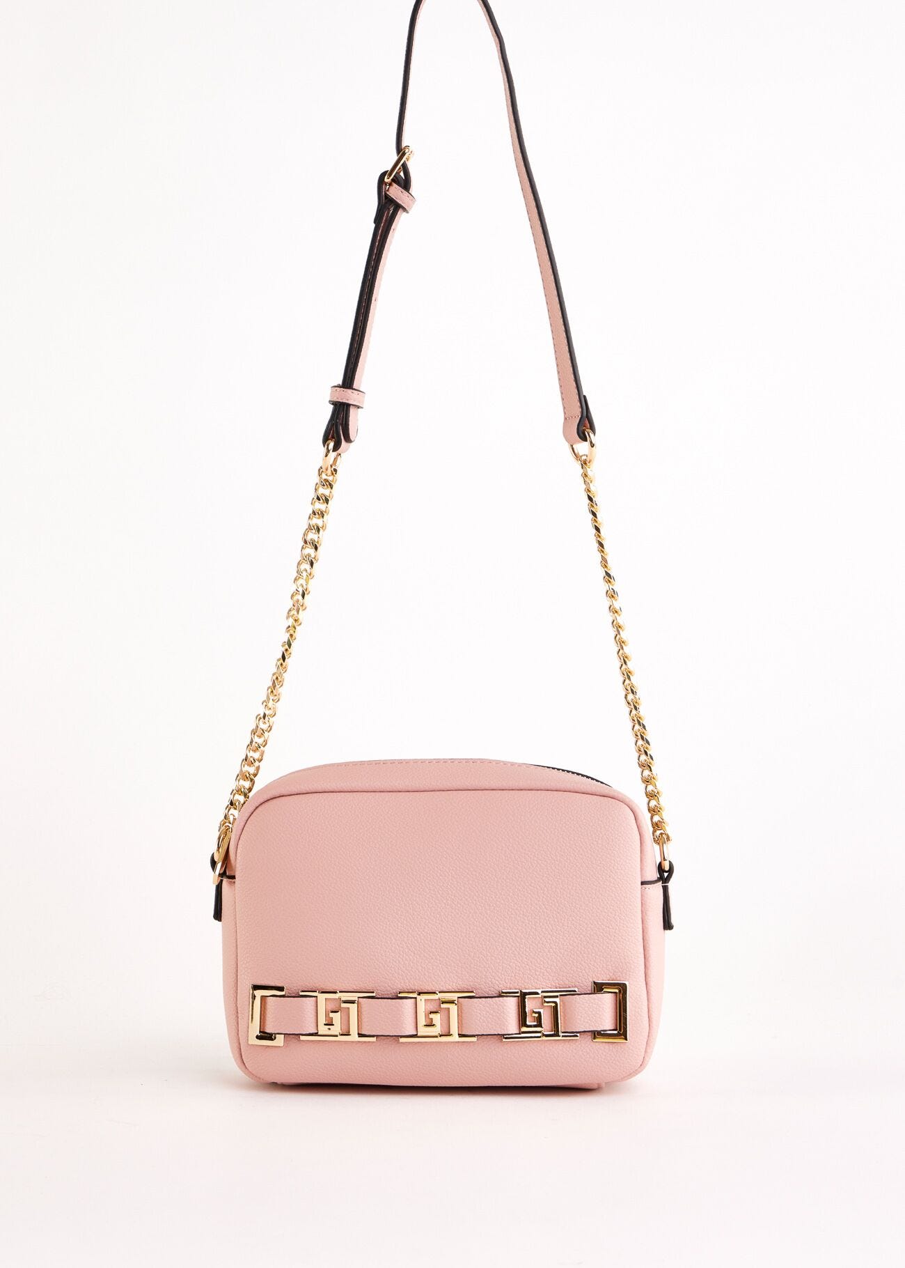 Pink faux-leather crossbody bag