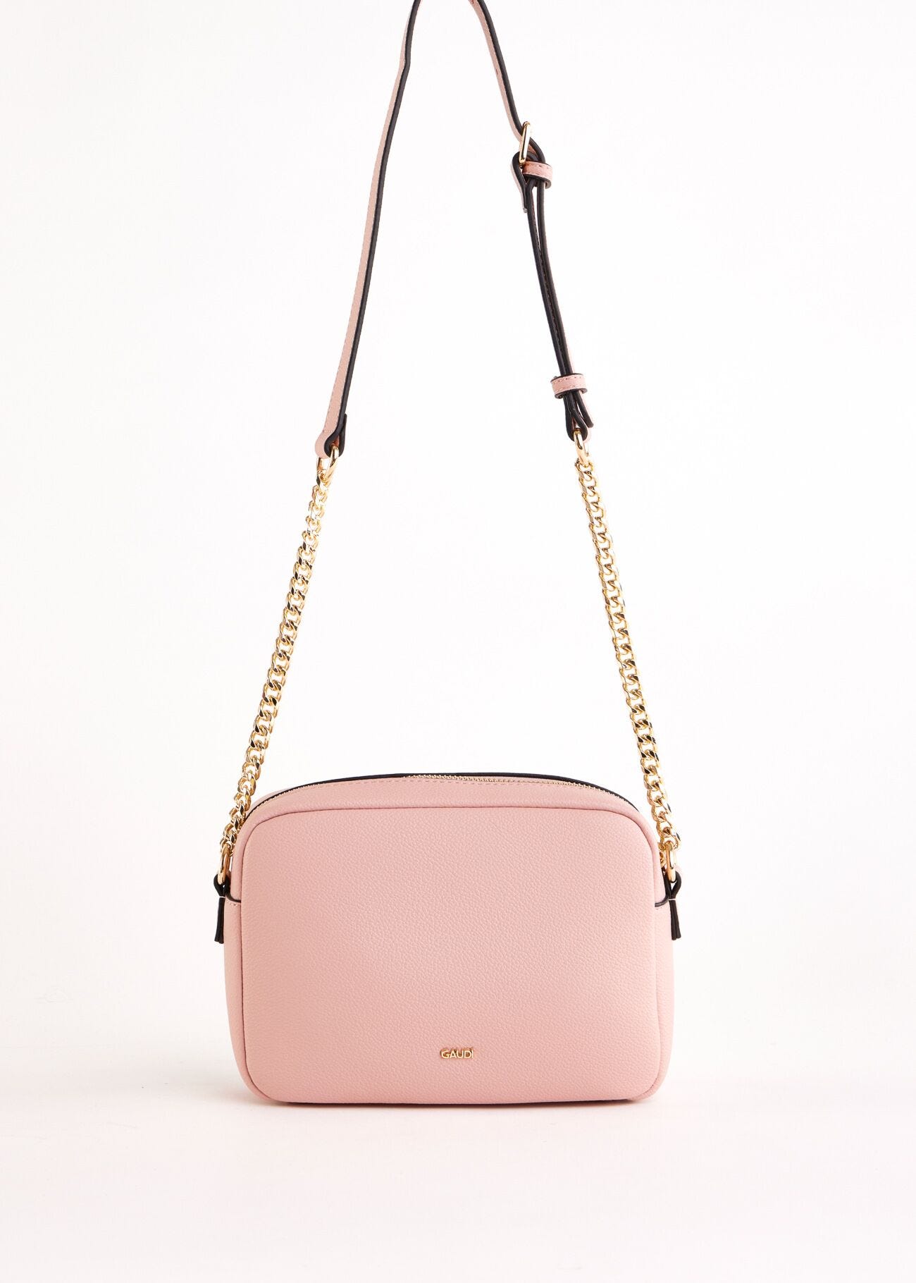 Pink faux-leather crossbody bag