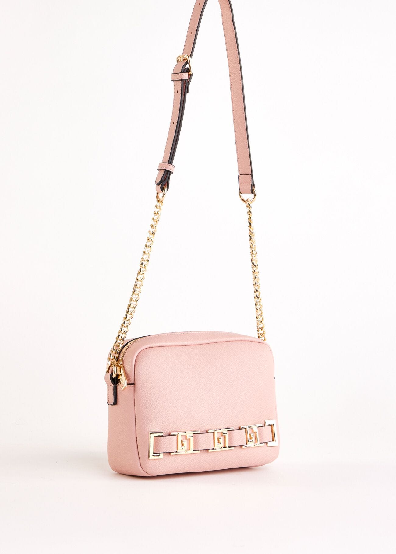 Pink faux-leather crossbody bag