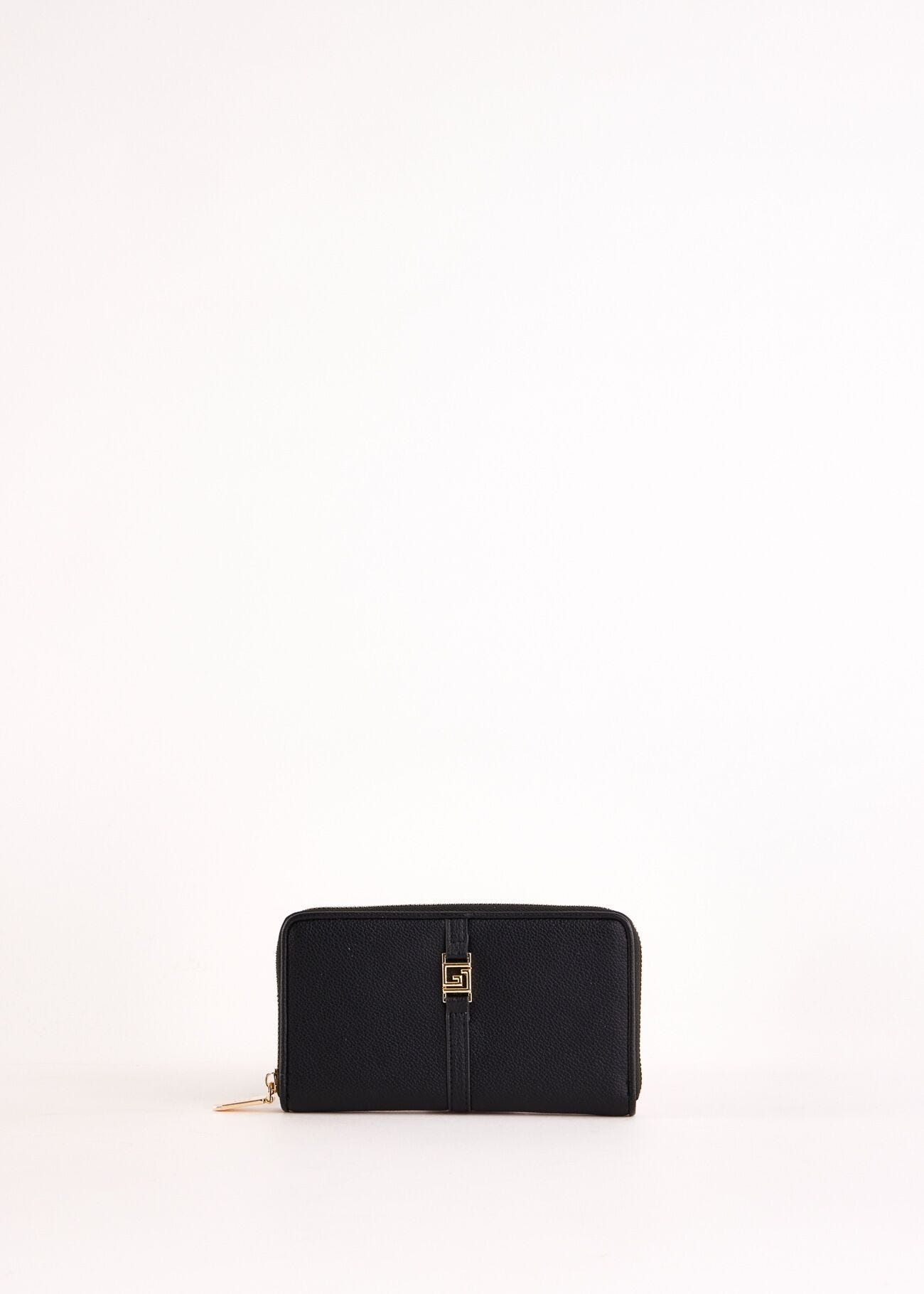 Black zip-around wallet