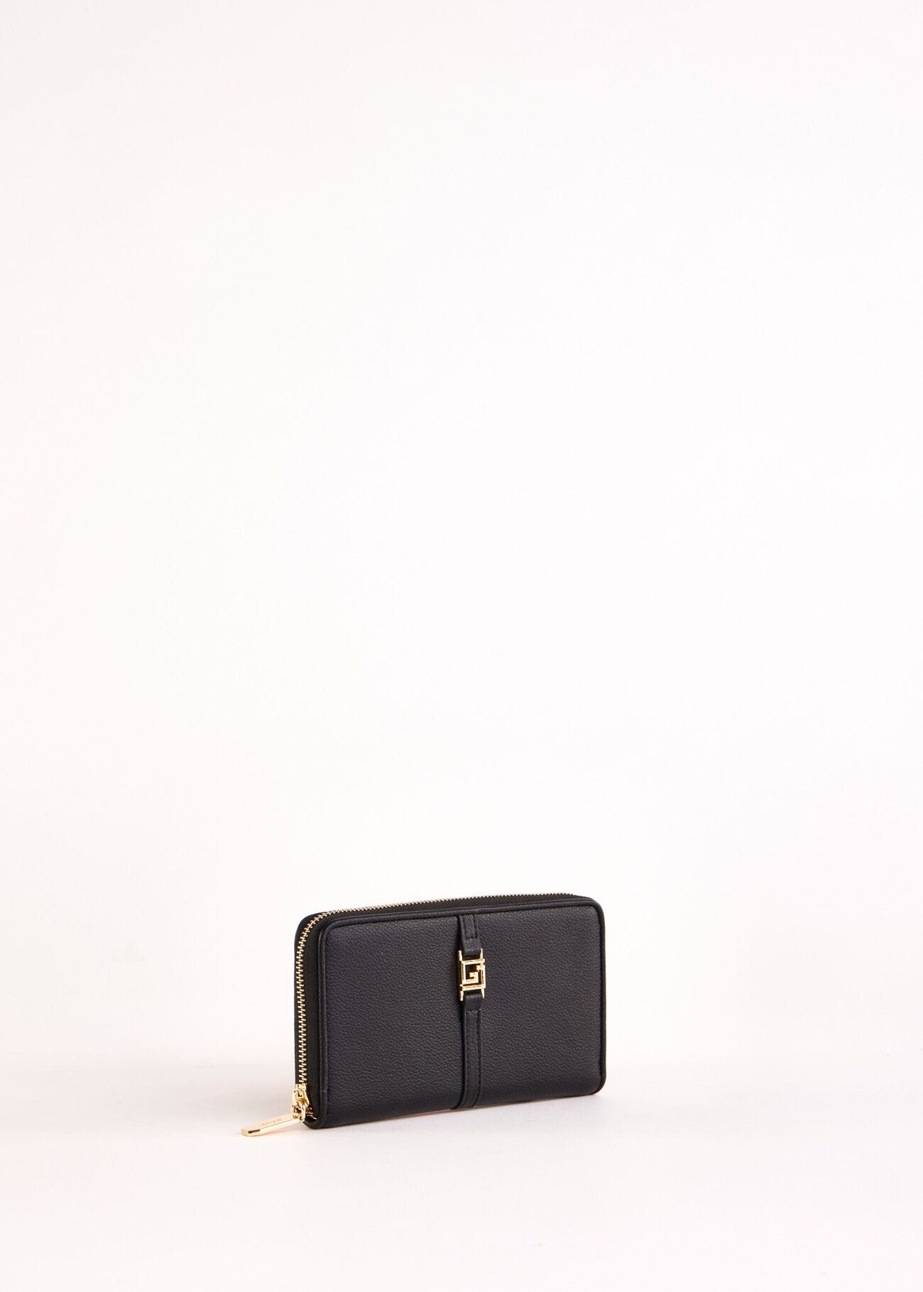 Black zip-around wallet
