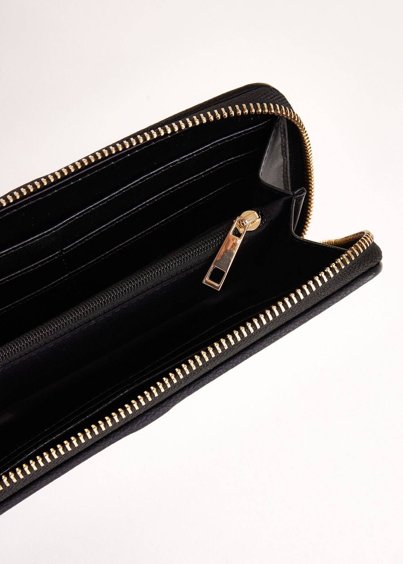 Black zip-around wallet