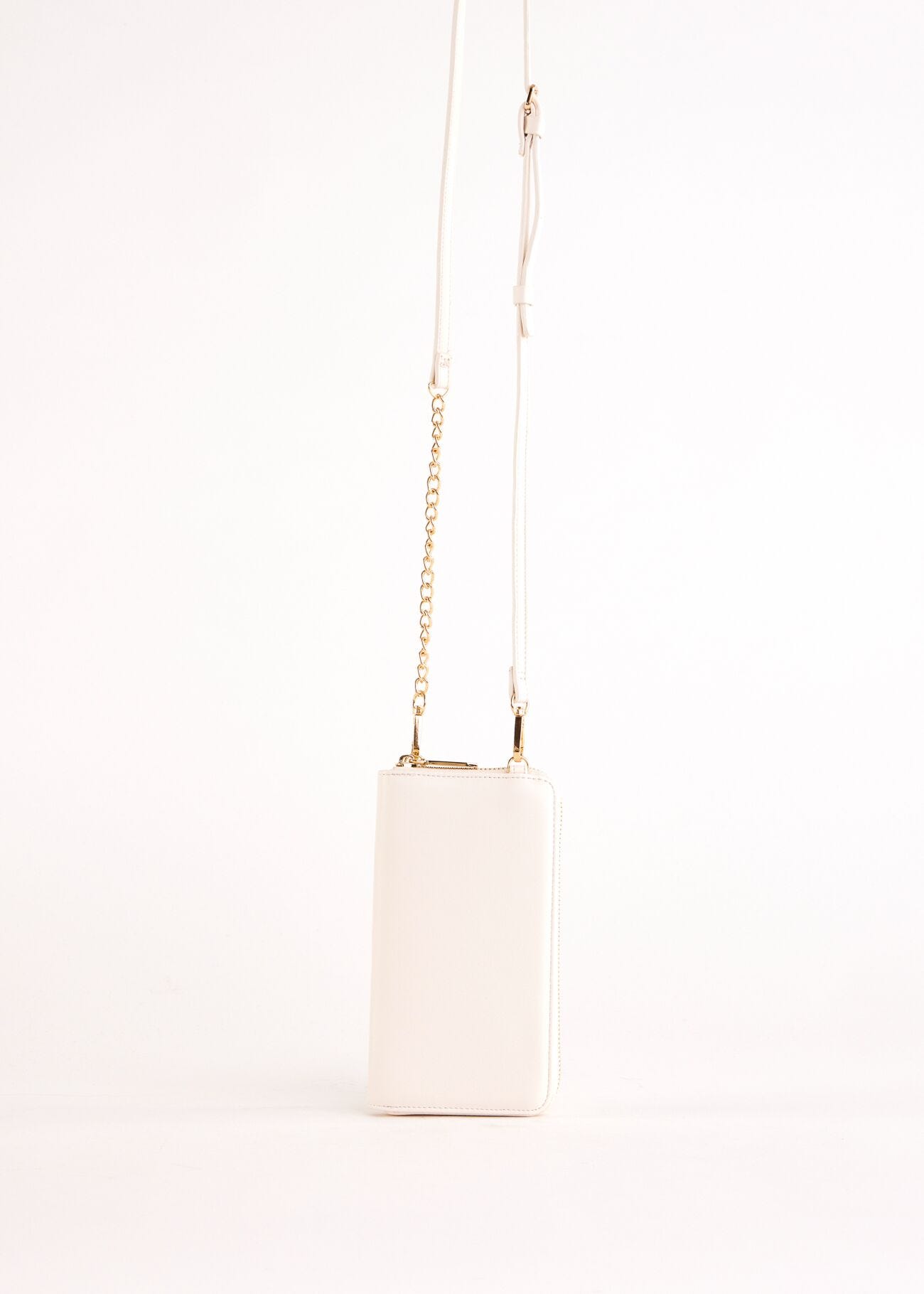 White faux-leather phone holder