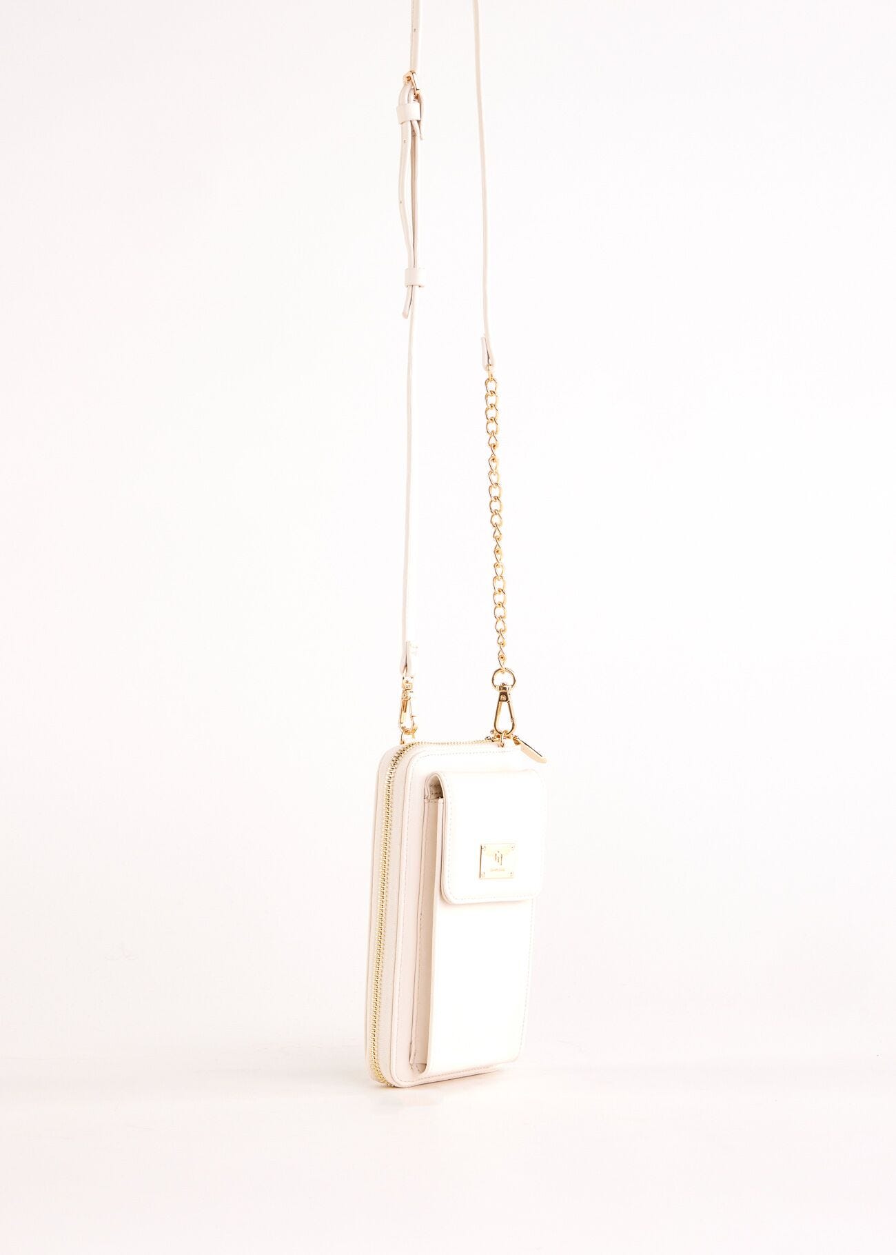 White faux-leather phone holder