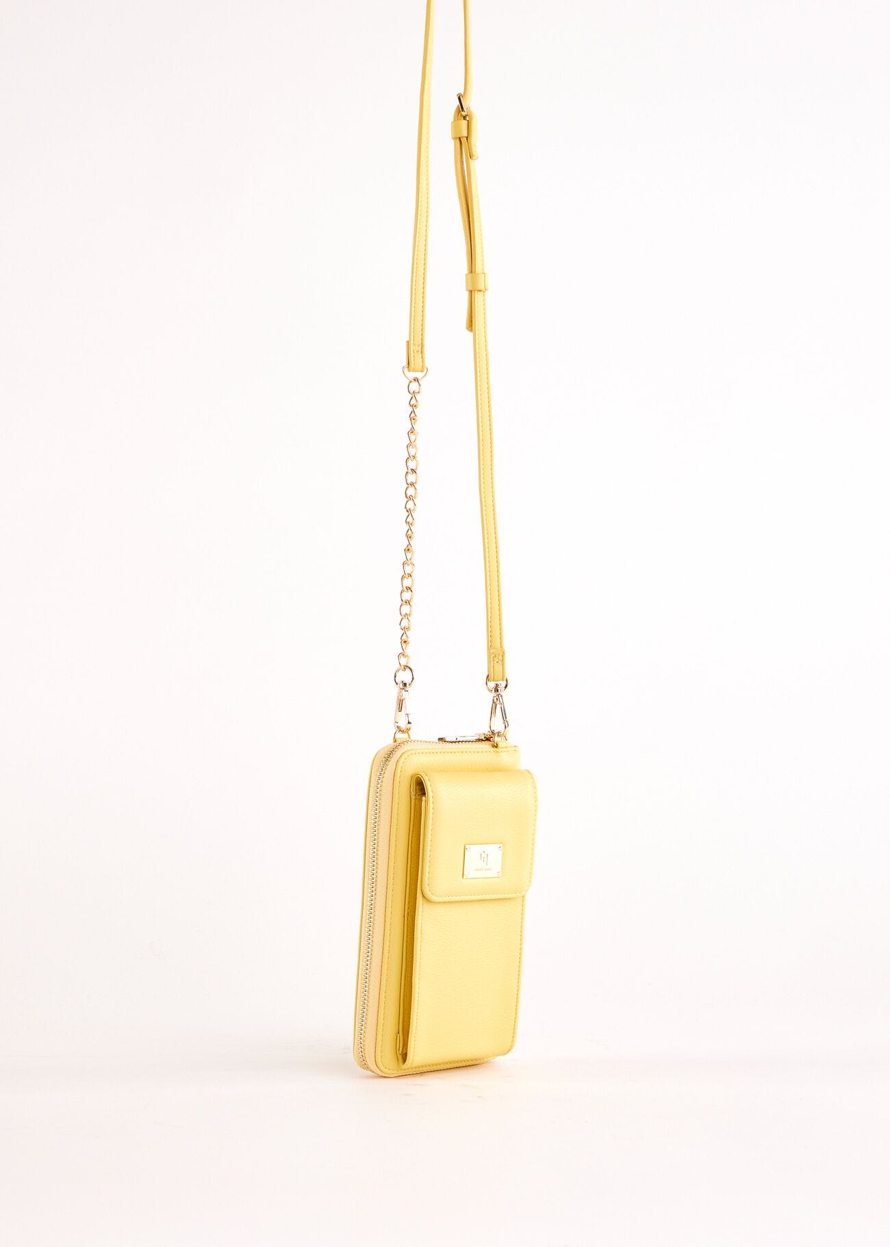 Yellow faux-leather phone holder