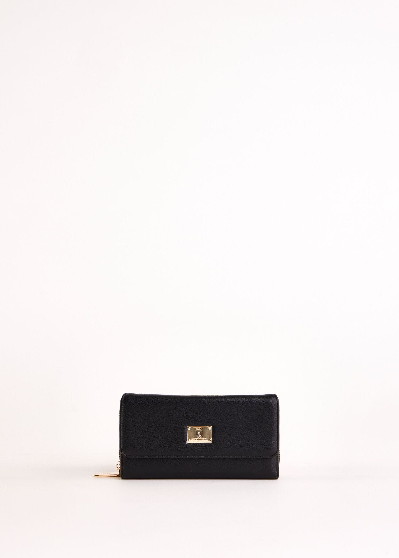 Black zip-around wallet
