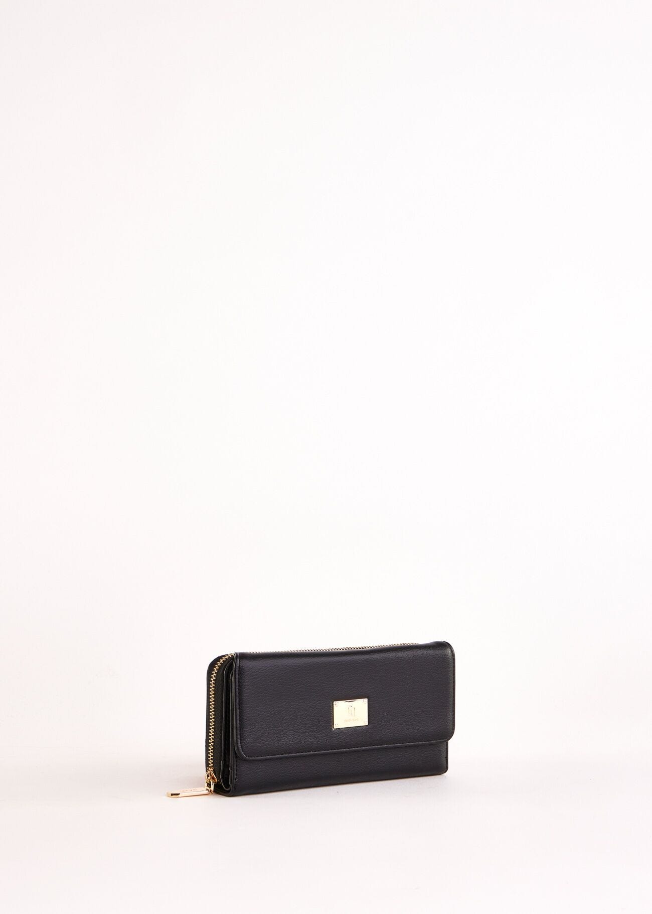 Black zip-around wallet