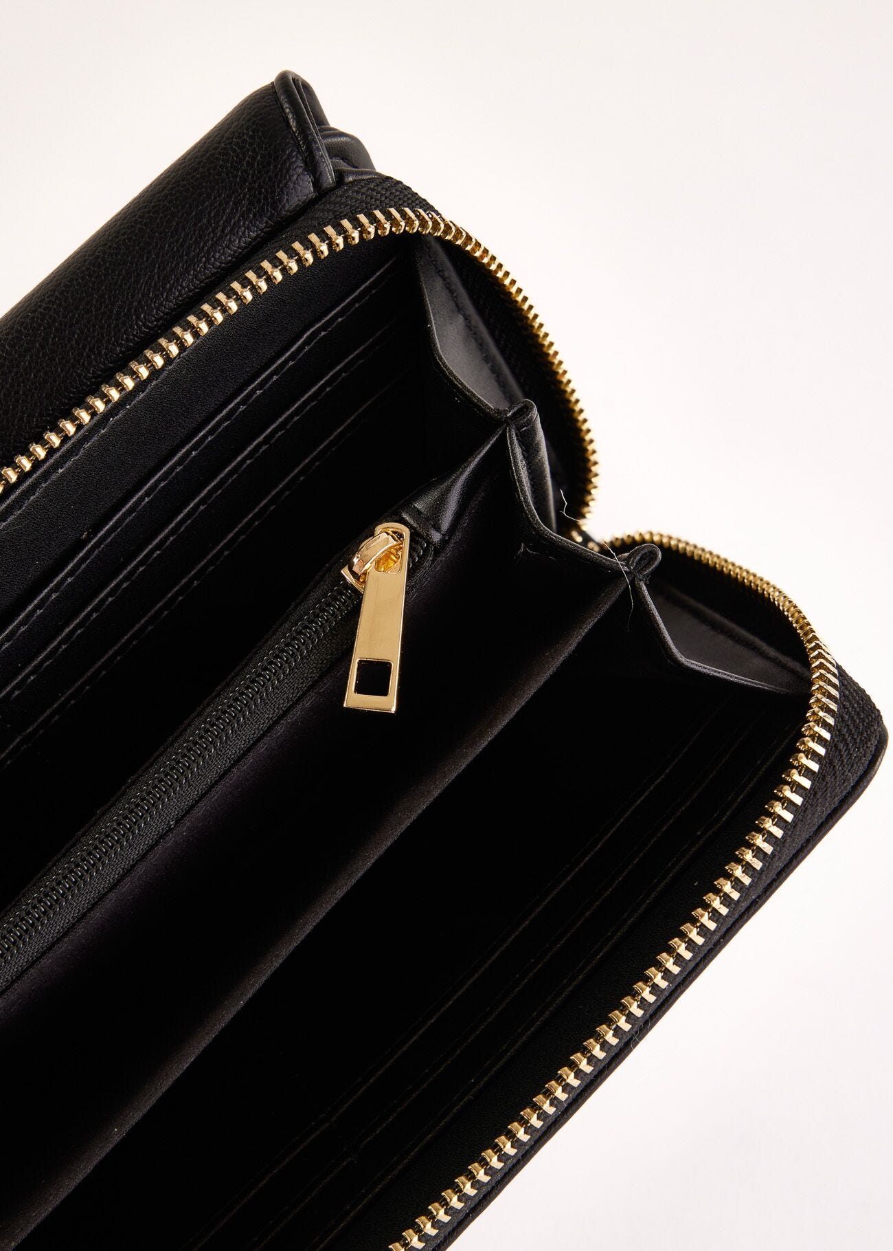 Black zip-around wallet