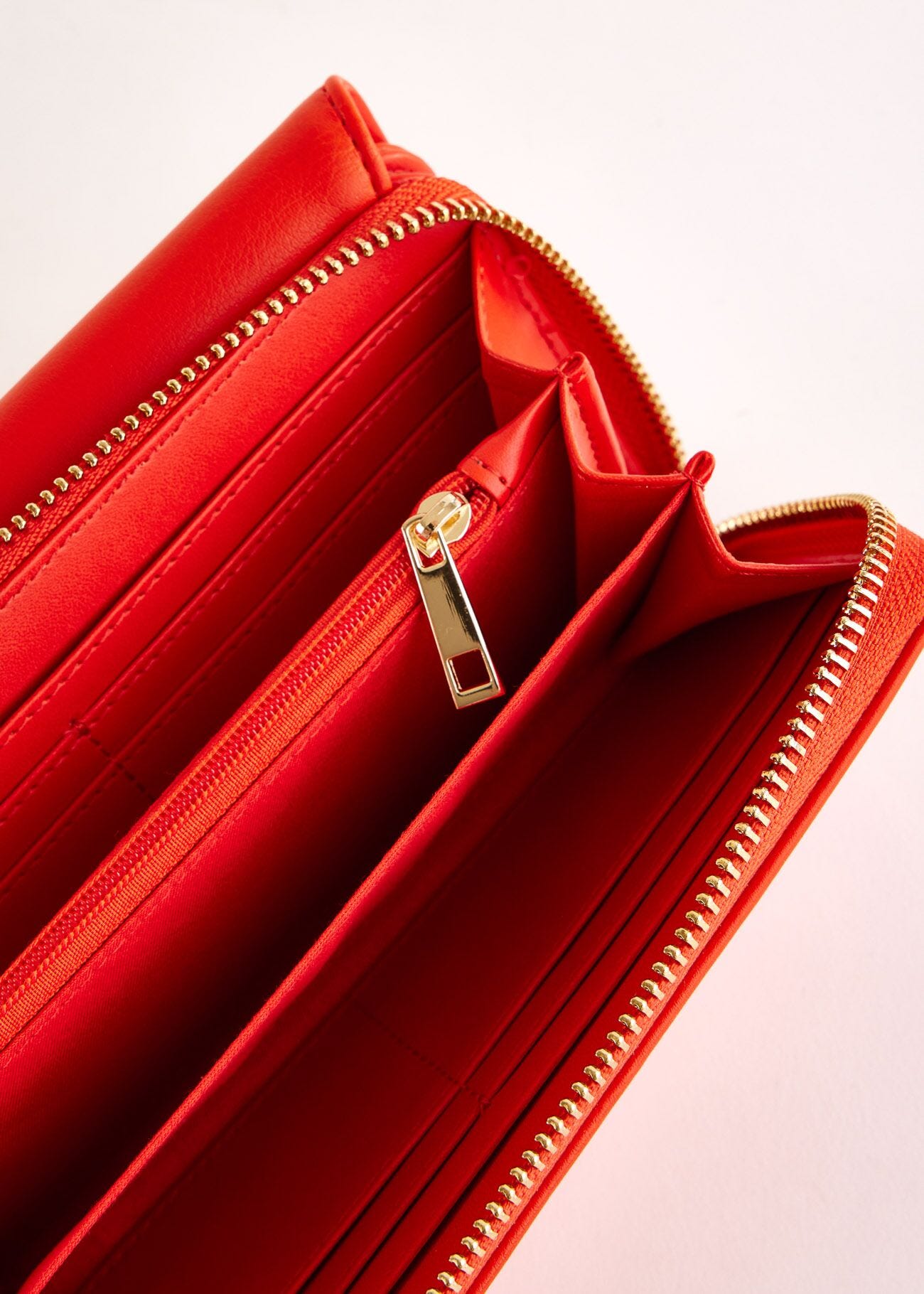 Red zip-around wallet