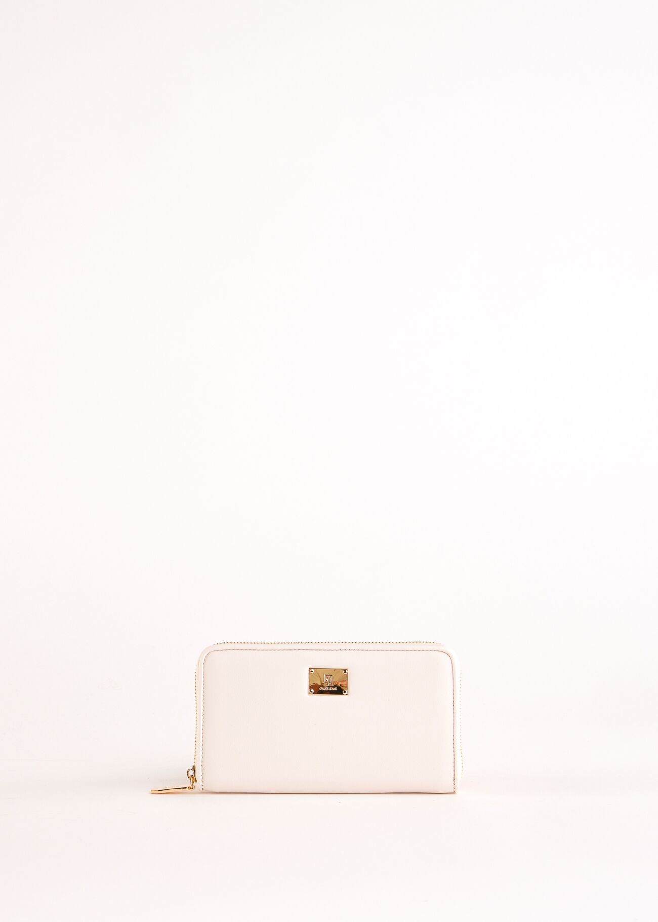 White zip-around wallet