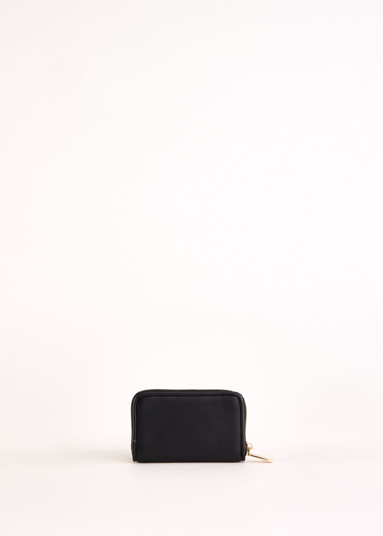 Black mini zip-around wallet