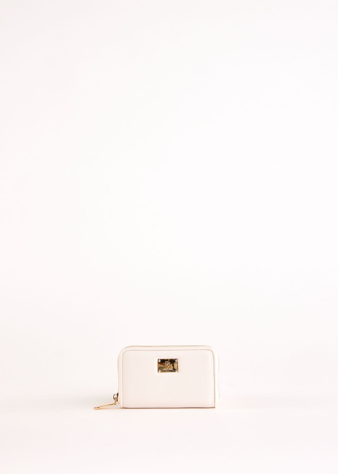 White mini zip-around wallet