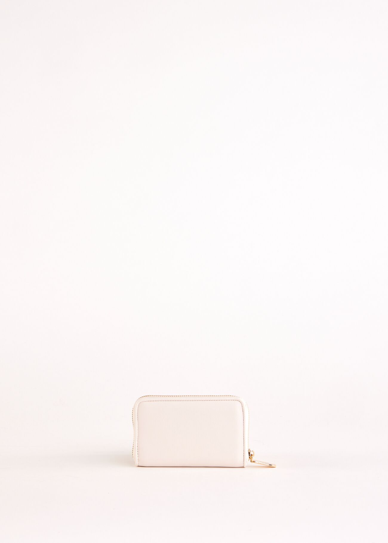 White mini zip-around wallet